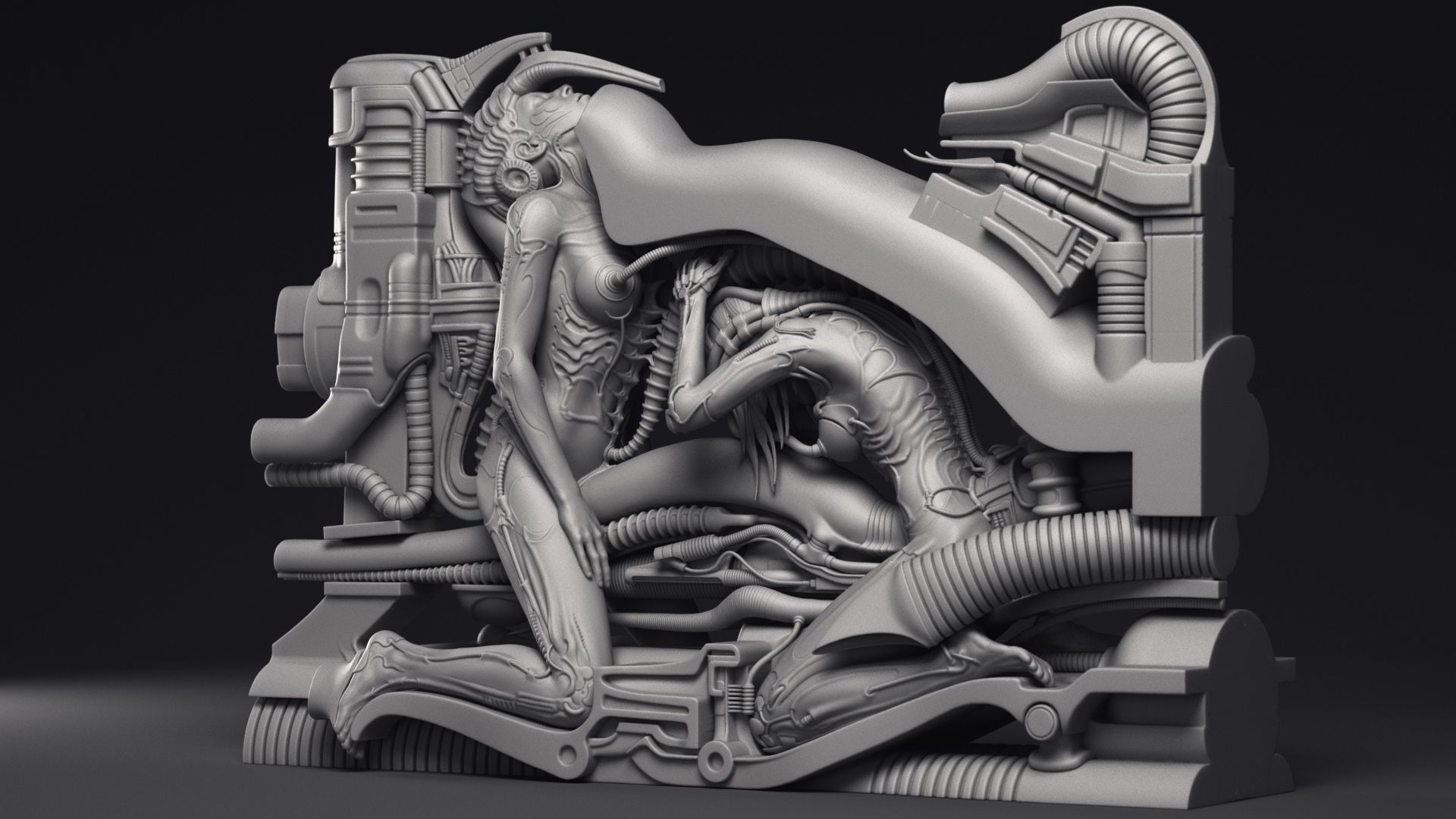 H R Giger Erotomechanics VII Sculpture Printable 3D Model 3D print model_19