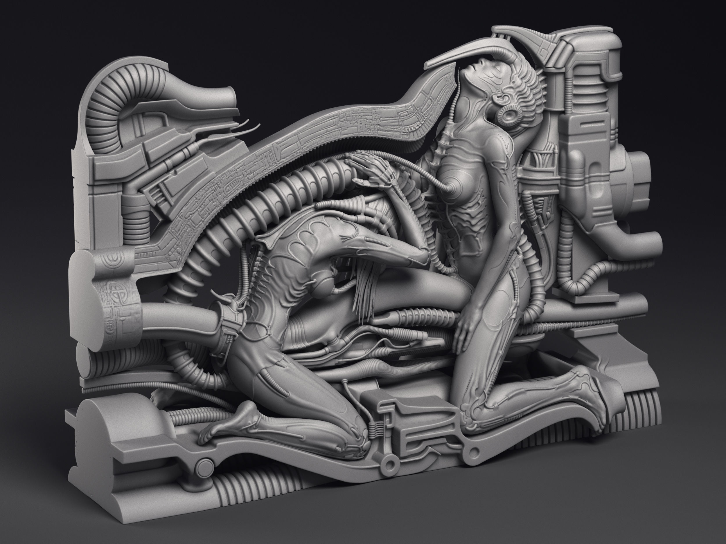 H R Giger Erotomechanics VII Sculpture Printable 3D Model 3D print model_4