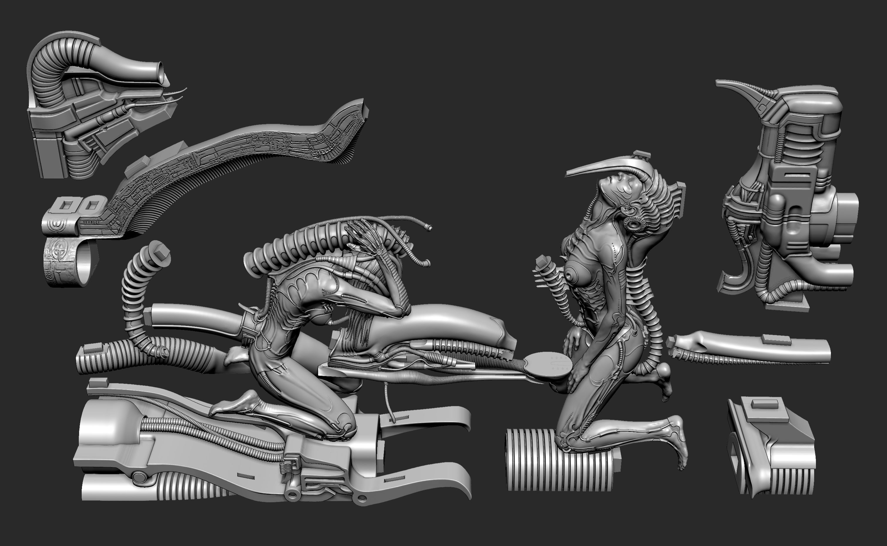 H R Giger Erotomechanics VII Sculpture Printable 3D Model 3D print model_11