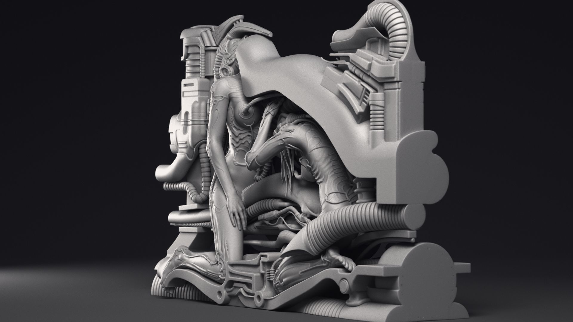 H R Giger Erotomechanics VII Sculpture Printable 3D Model 3D print model_18