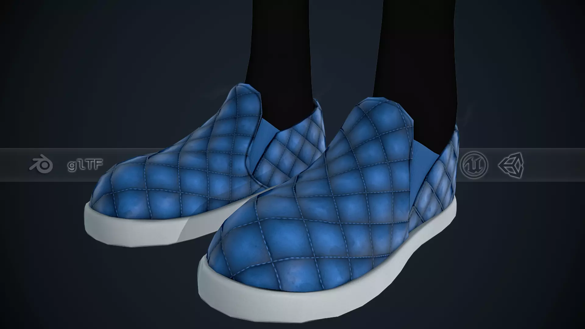 Blue Leather Shoes Style 2 Low-poly 3D model
