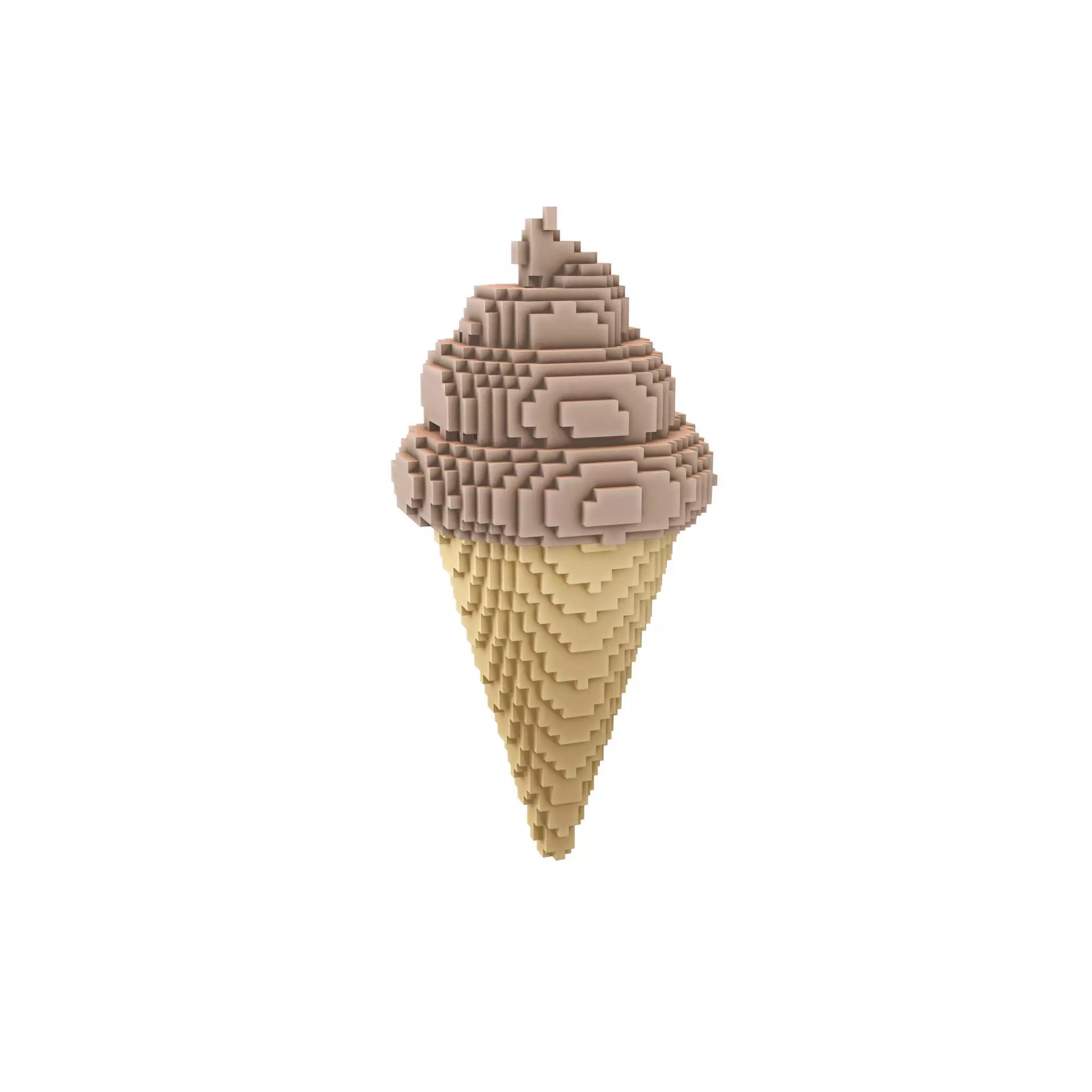 Voxel Ice Cream Cone v1 009 Low-poly 3D model