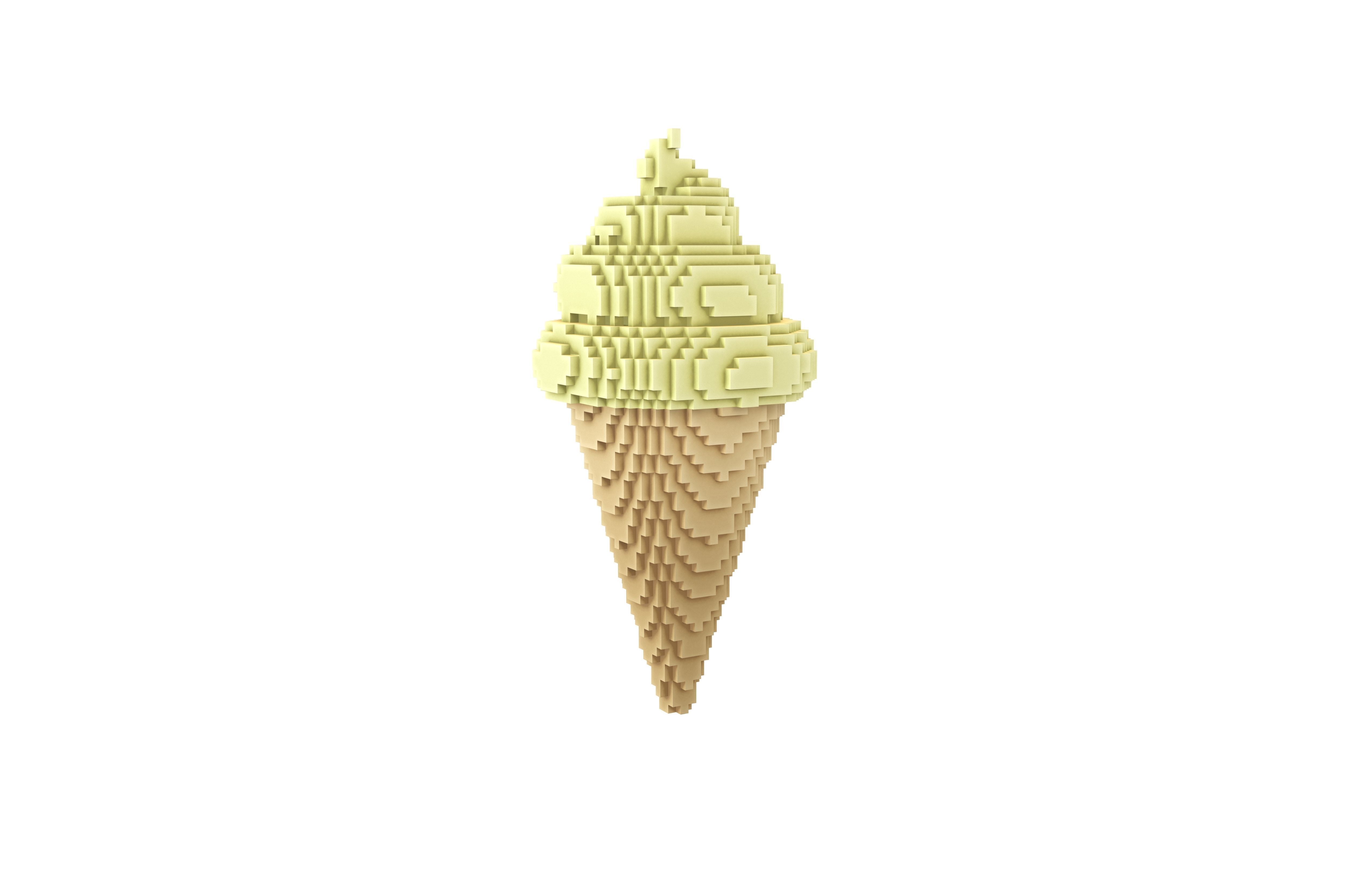 Voxel Ice Cream Cone v1 011 Low-poly 3D model_1