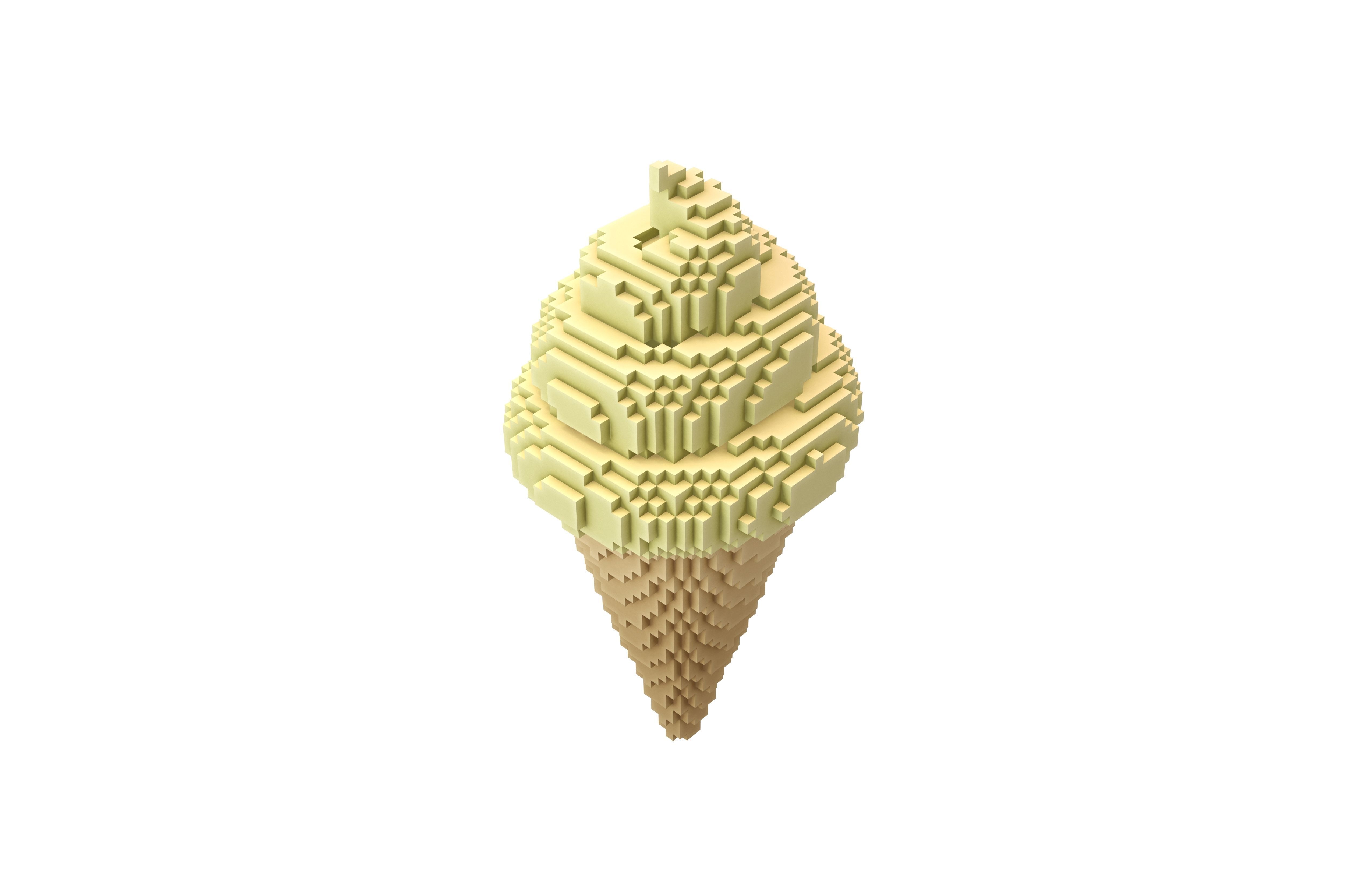 Voxel Ice Cream Cone v1 011 Low-poly 3D model_2