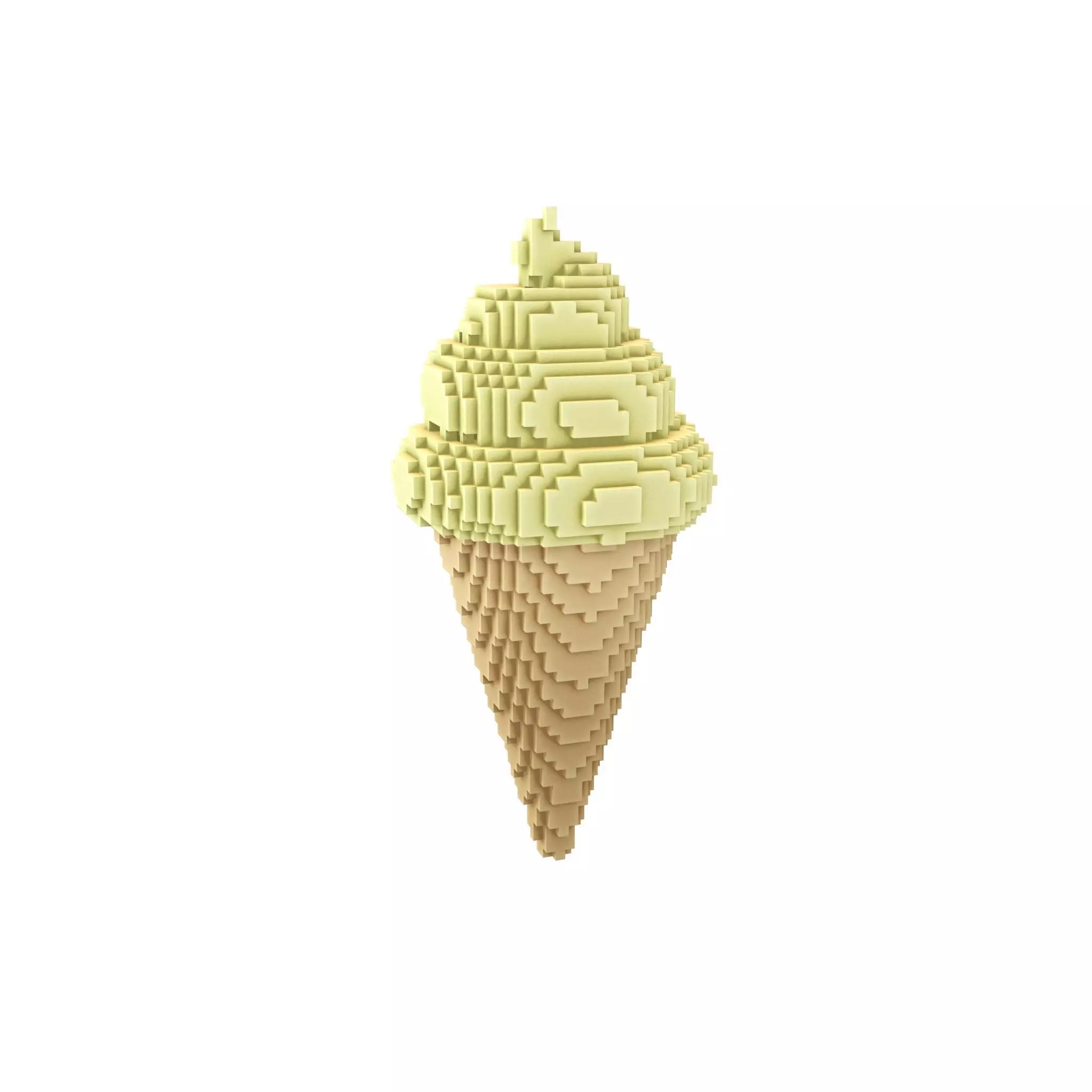 Voxel Ice Cream Cone v1 011 Low-poly 3D model_0