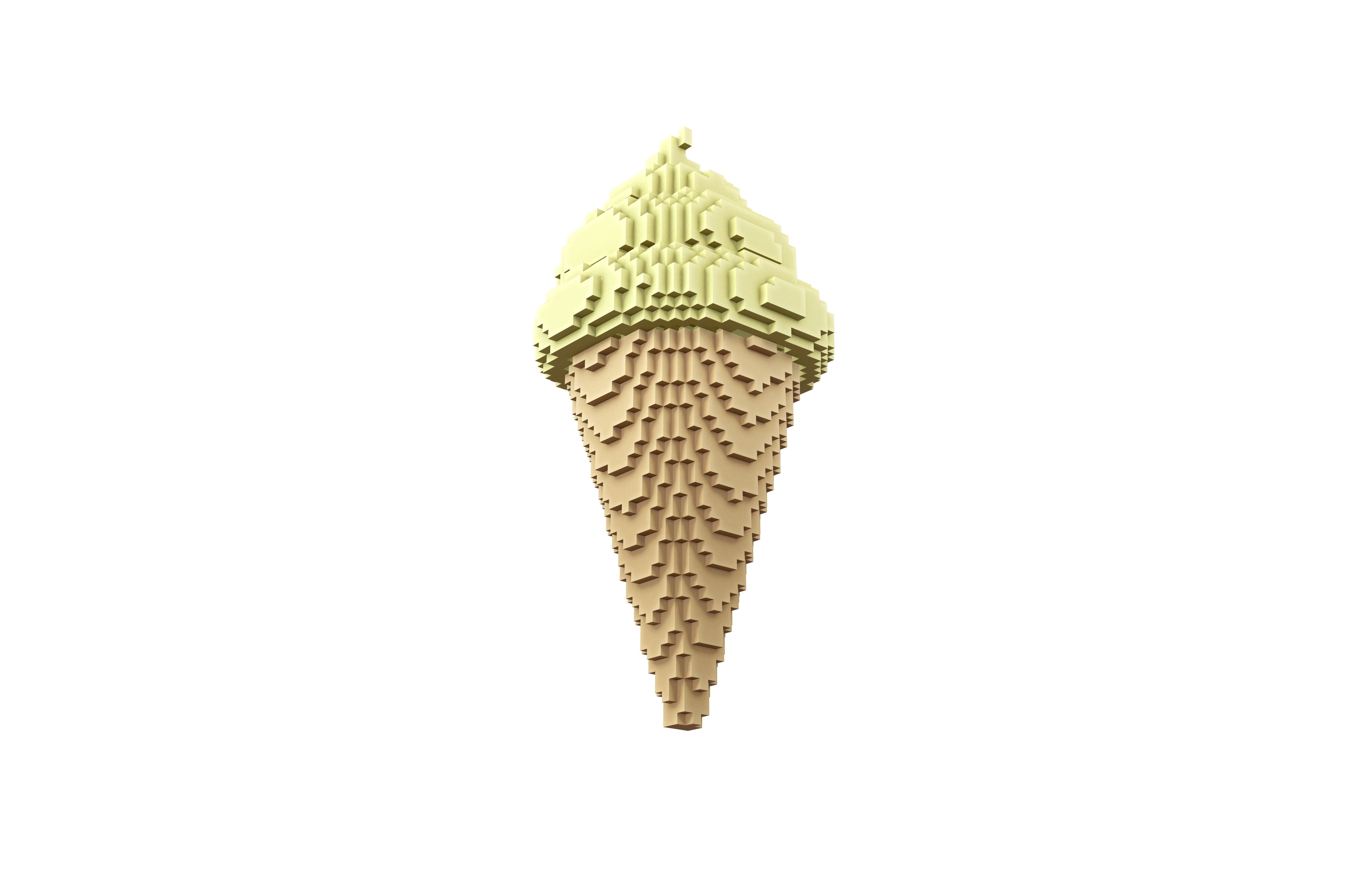 Voxel Ice Cream Cone v1 011 Low-poly 3D model_3