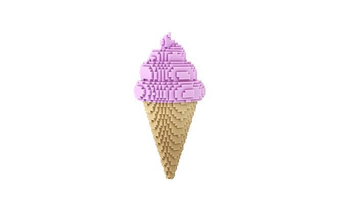 Voxel Ice Cream Cone v1 012 Low-poly 3D model 5