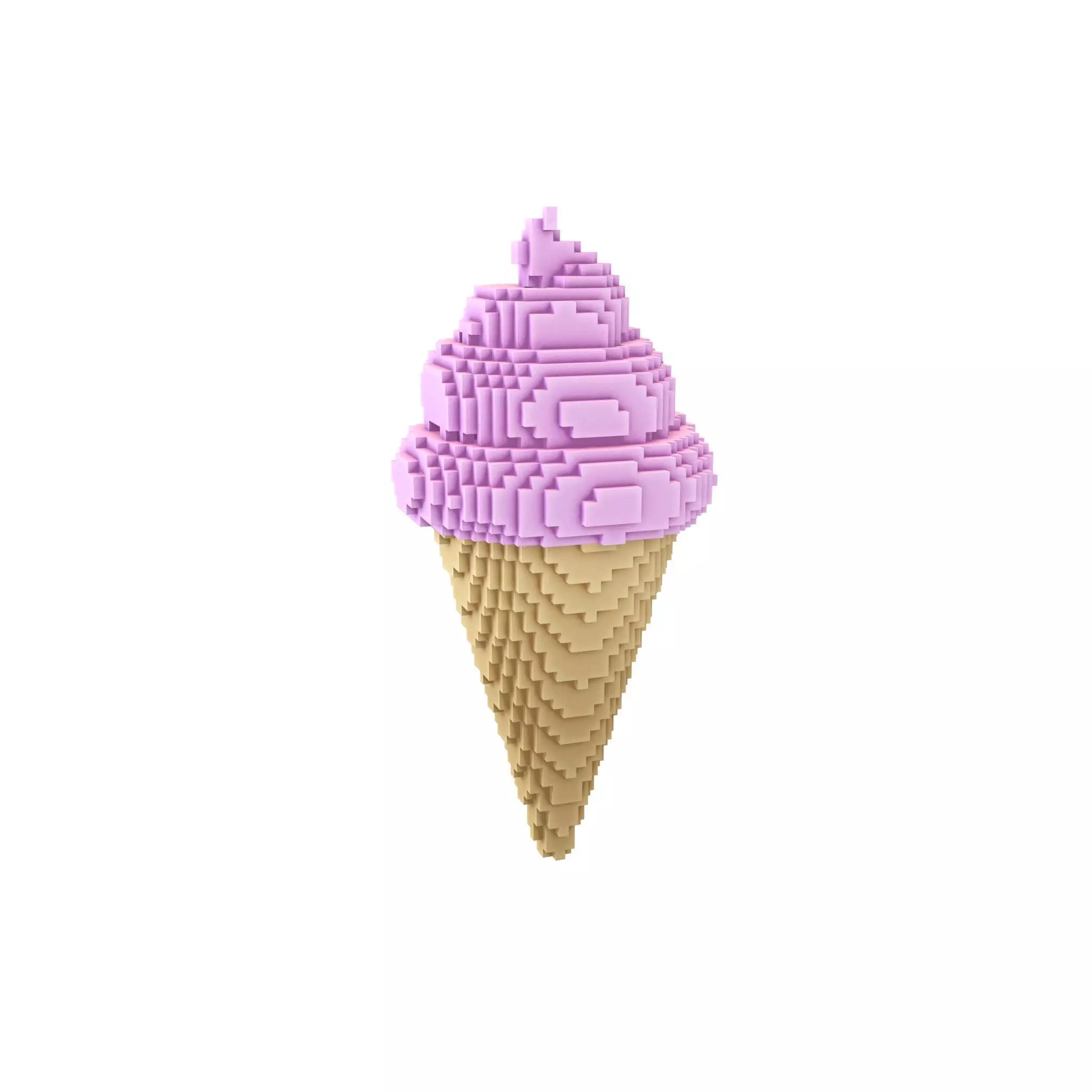 Voxel Ice Cream Cone v1 012 Low-poly 3D model