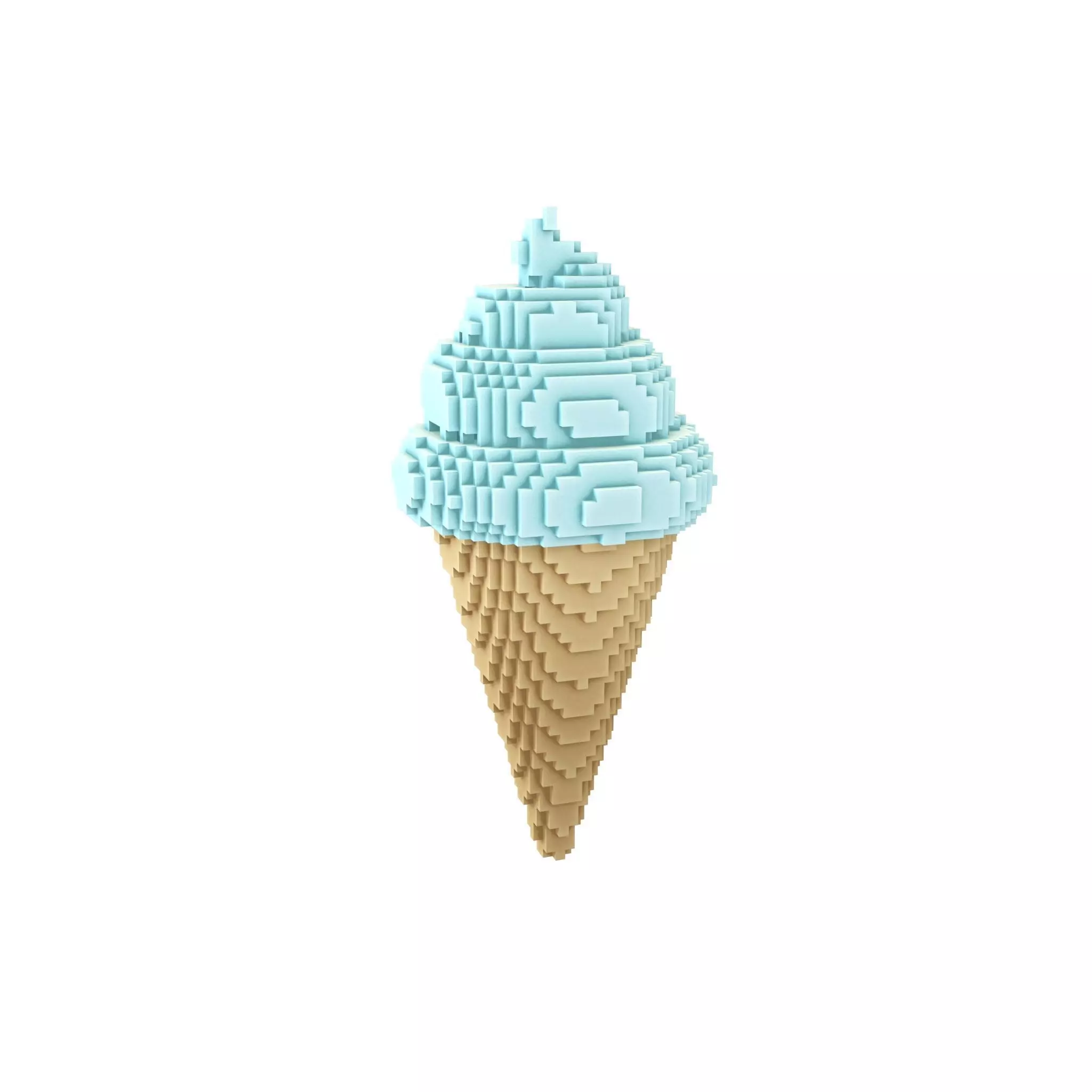 Voxel Ice Cream Cone v1 013 Low-poly 3D model_0