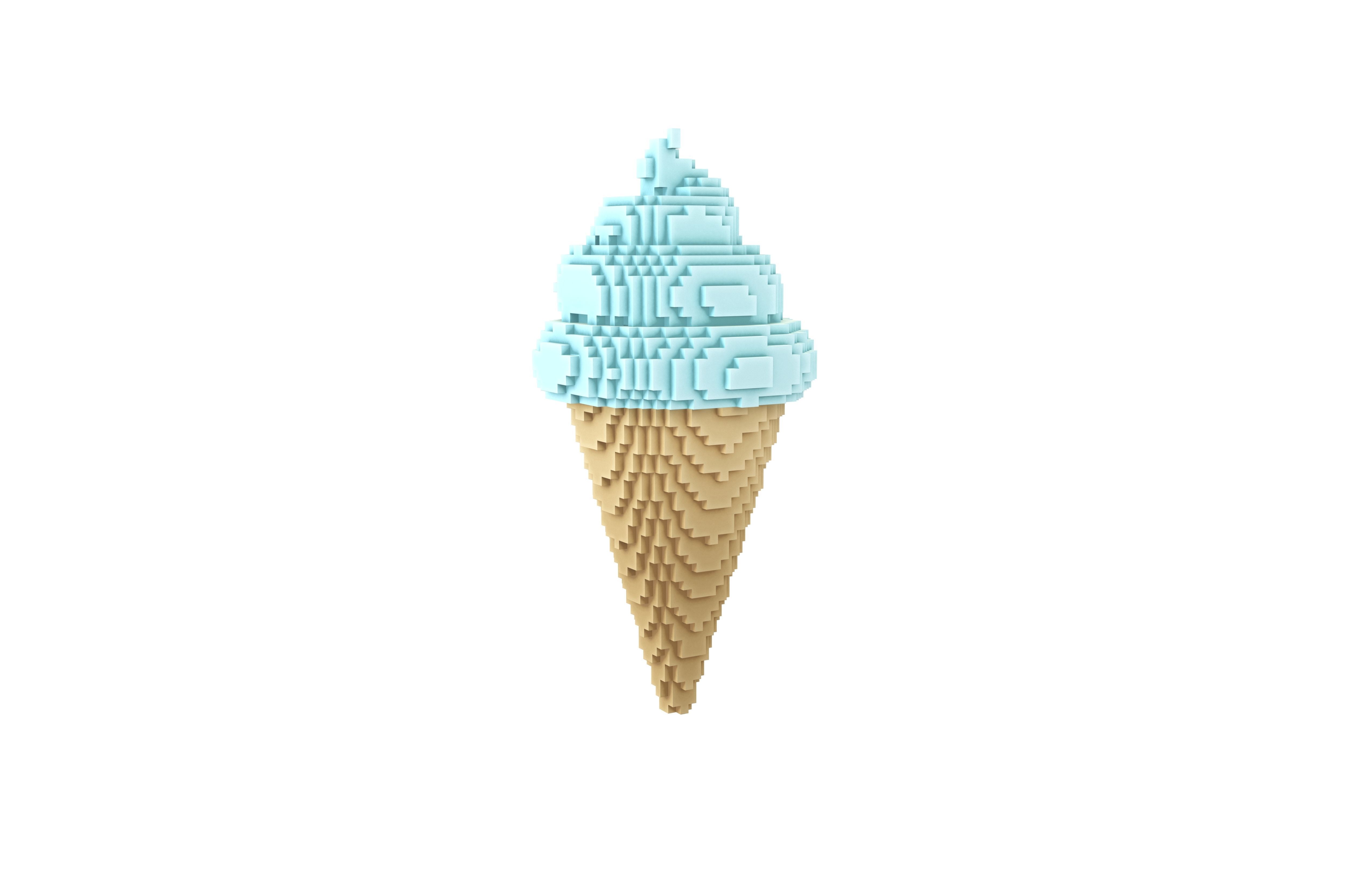 Voxel Ice Cream Cone v1 013 Low-poly 3D model_1