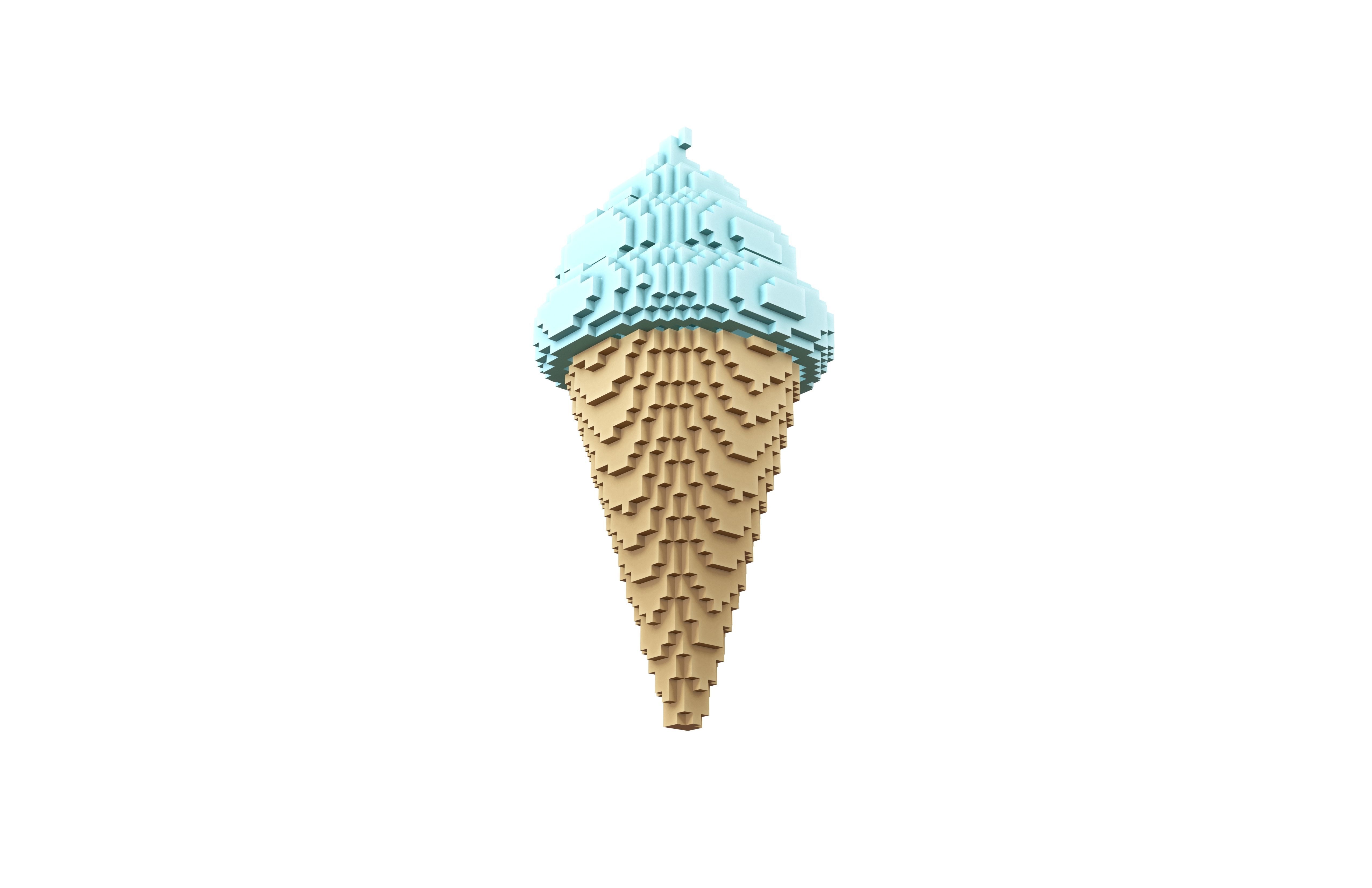 Voxel Ice Cream Cone v1 013 Low-poly 3D model_2