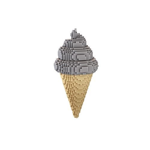 Voxel Ice Cream Cone v1 014 Low-poly 3D model