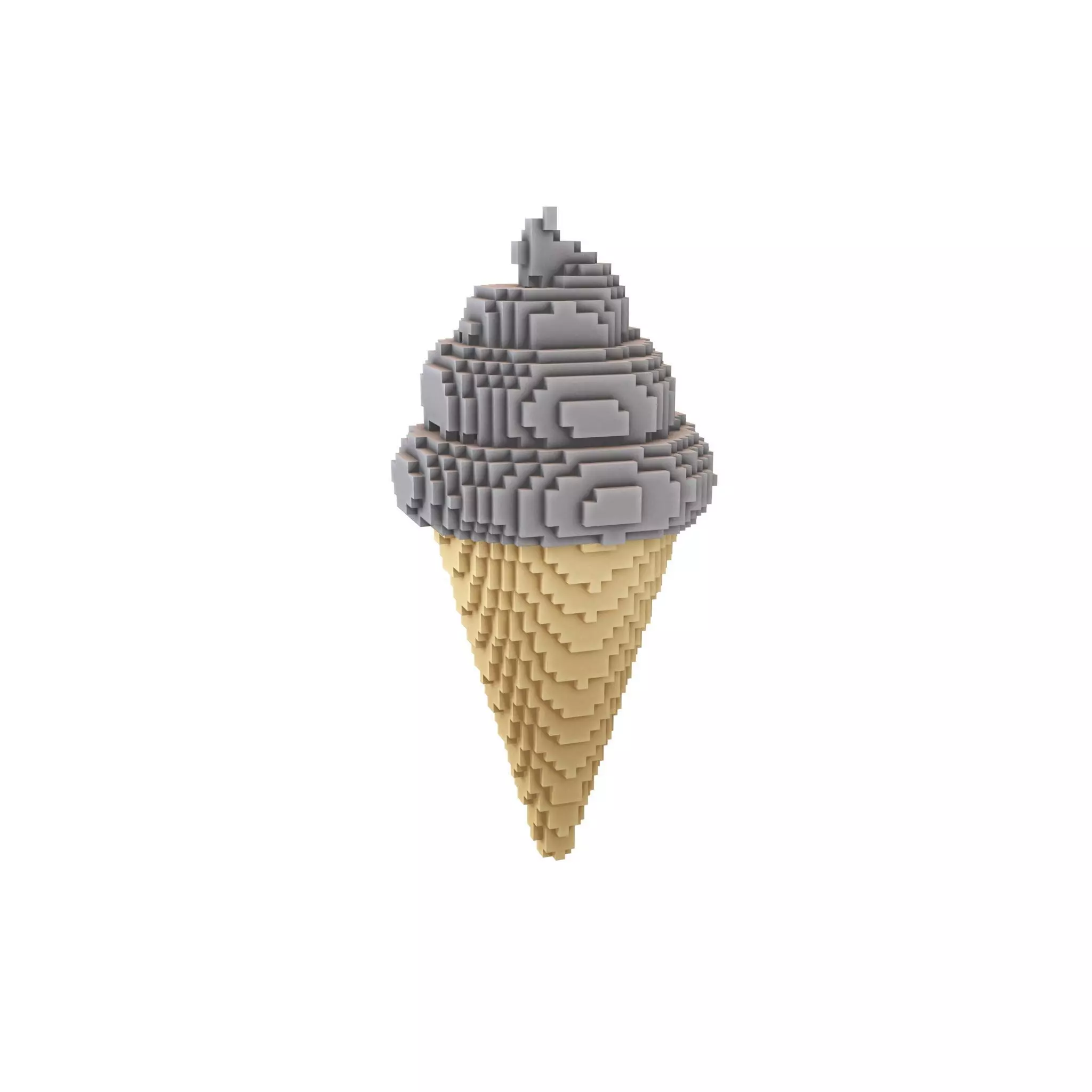 Voxel Ice Cream Cone v1 014 Low-poly 3D model