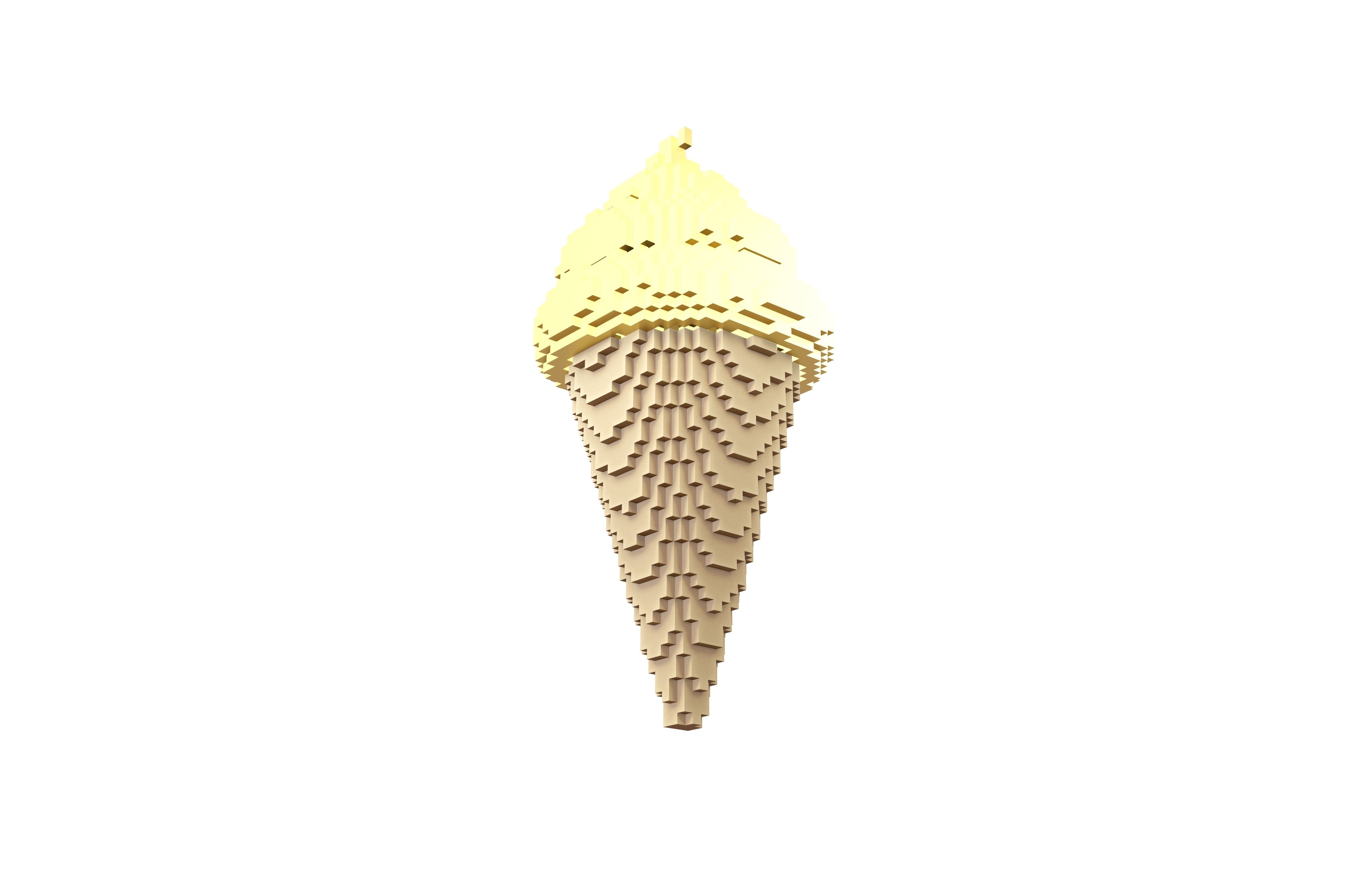 Voxel Ice Cream Cone v1 015 Low-poly 3D model_3