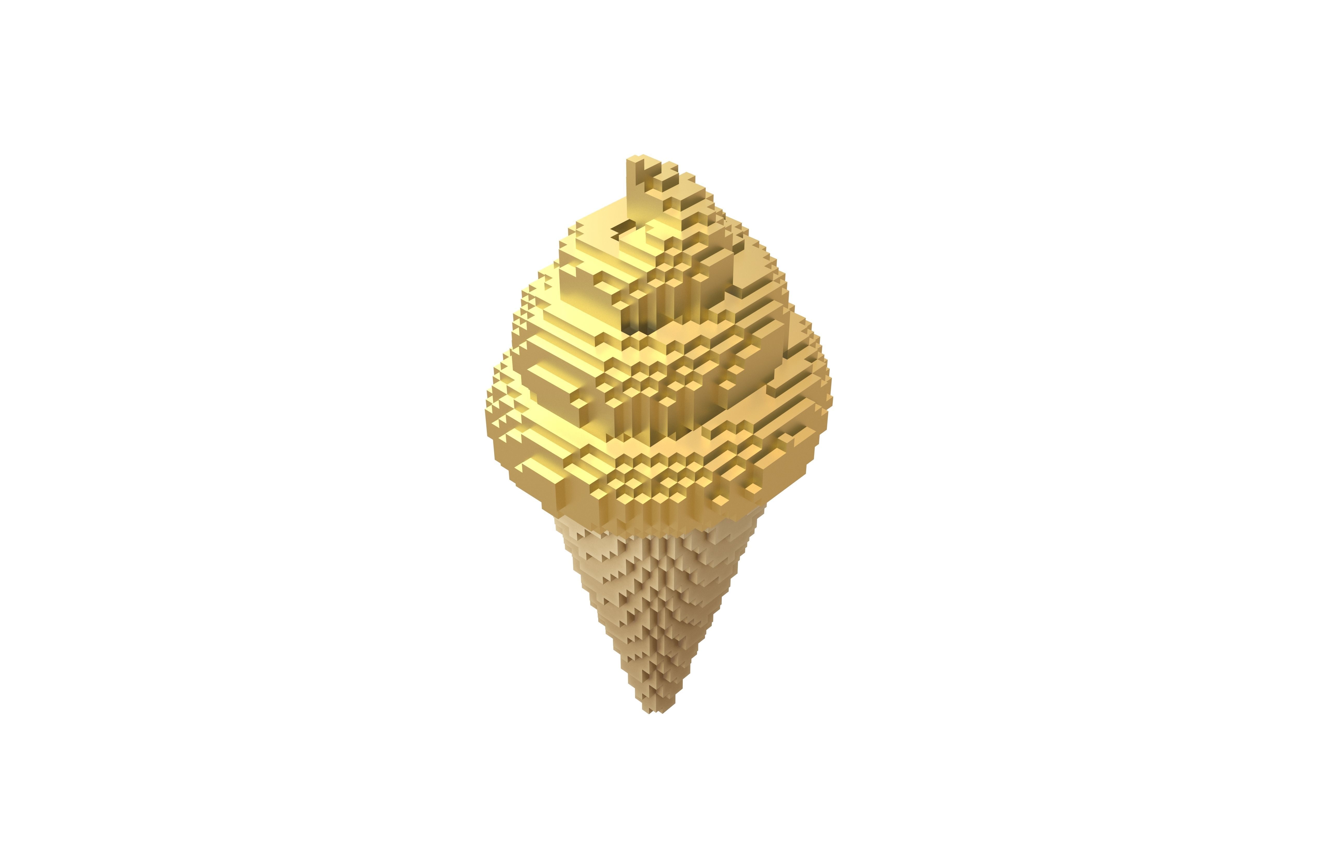 Voxel Ice Cream Cone v1 015 Low-poly 3D model_2
