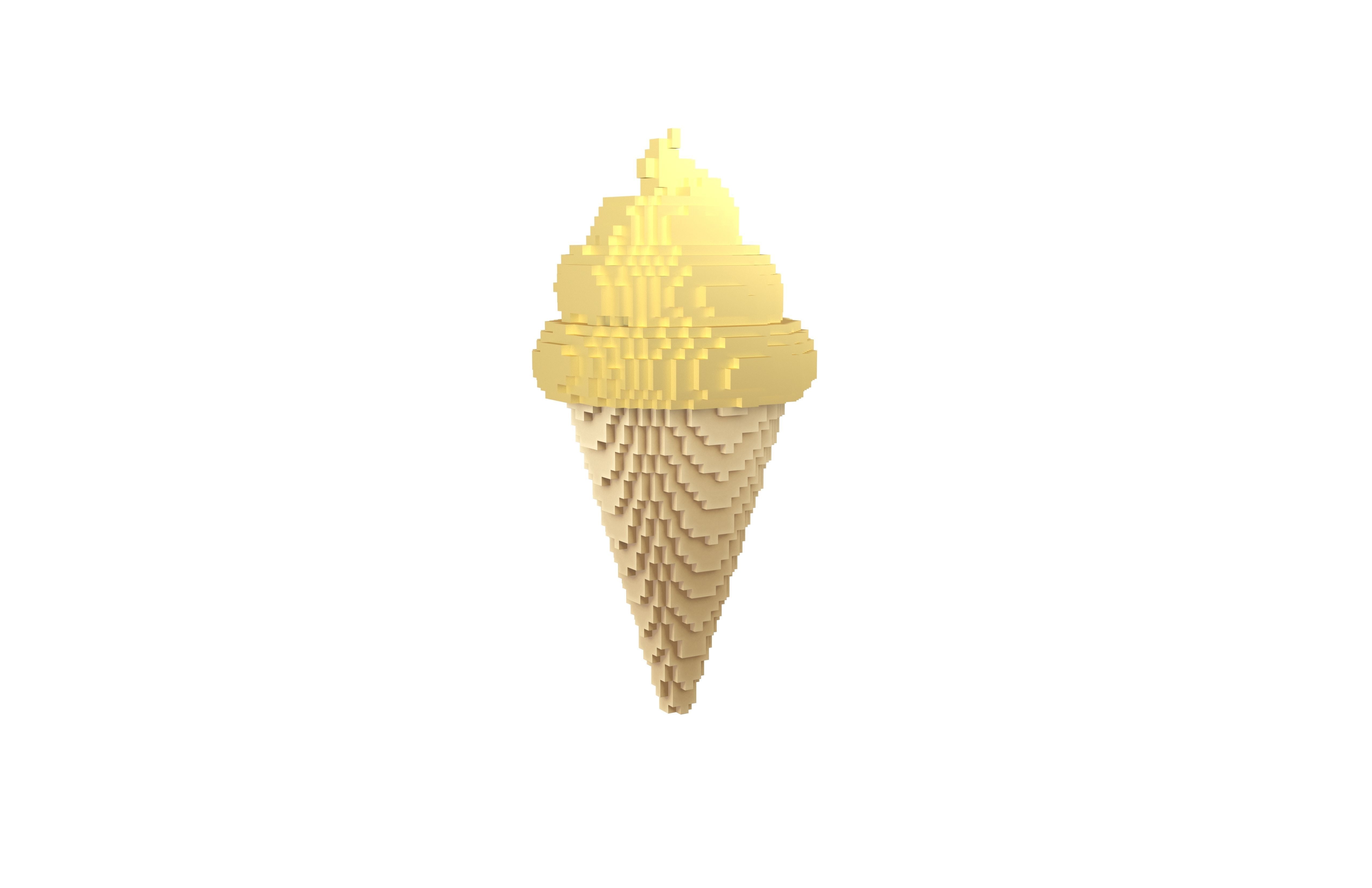 Voxel Ice Cream Cone v1 015 Low-poly 3D model_1