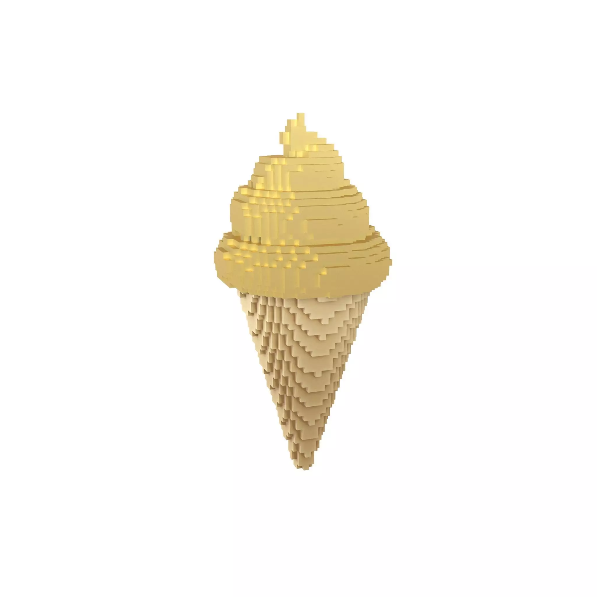Voxel Ice Cream Cone v1 015 Low-poly 3D model_0