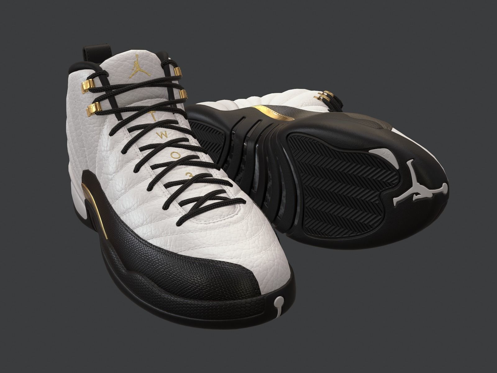 PBR Air Jordan 12-retro sneakers Royalty colorway Low-poly 3D model_10