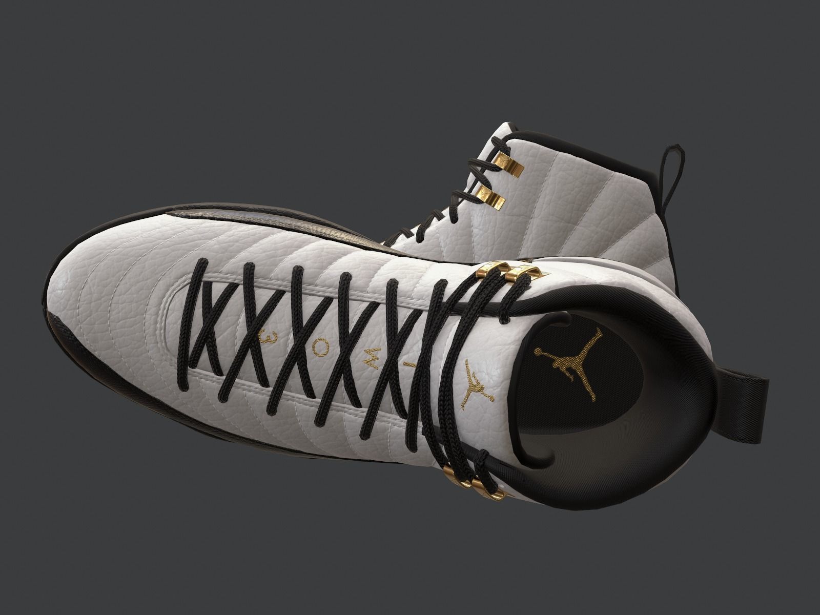 PBR Air Jordan 12-retro sneakers Royalty colorway Low-poly 3D model_4