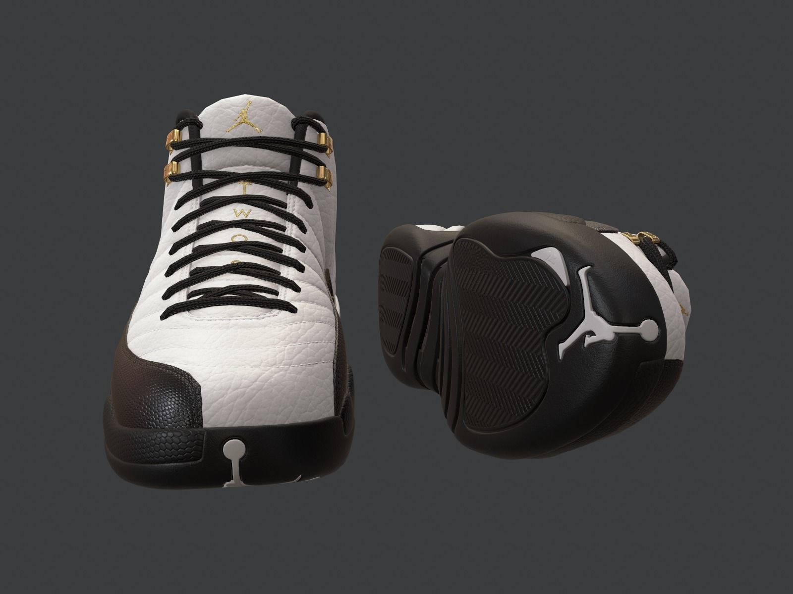 PBR Air Jordan 12-retro sneakers Royalty colorway Low-poly 3D model_1