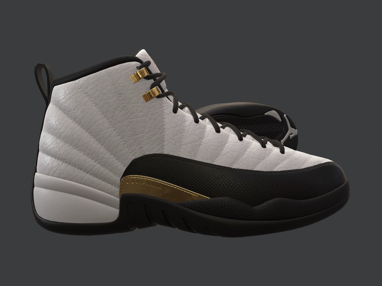 PBR Air Jordan 12-retro sneakers Royalty colorway Low-poly 3D model_8