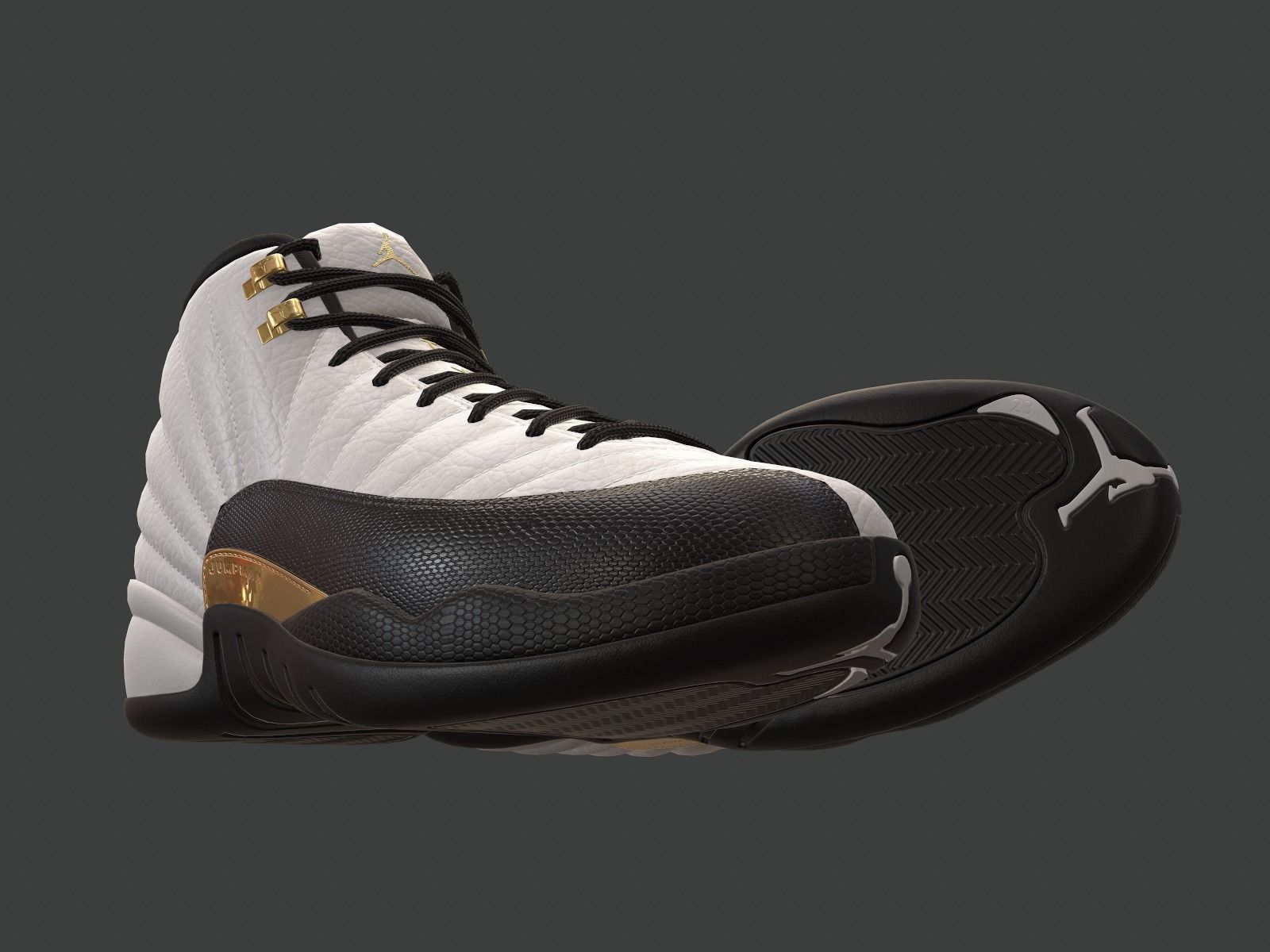 PBR Air Jordan 12-retro sneakers Royalty colorway Low-poly 3D model_9