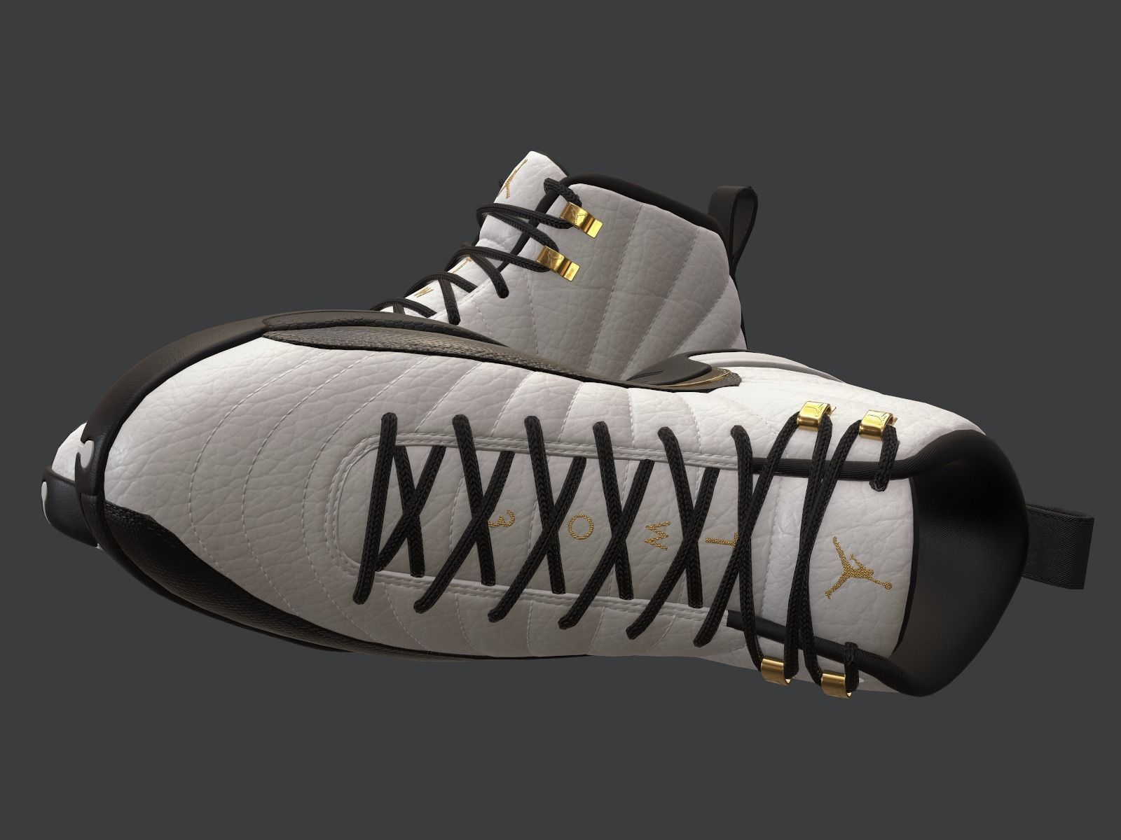 PBR Air Jordan 12-retro sneakers Royalty colorway Low-poly 3D model_3