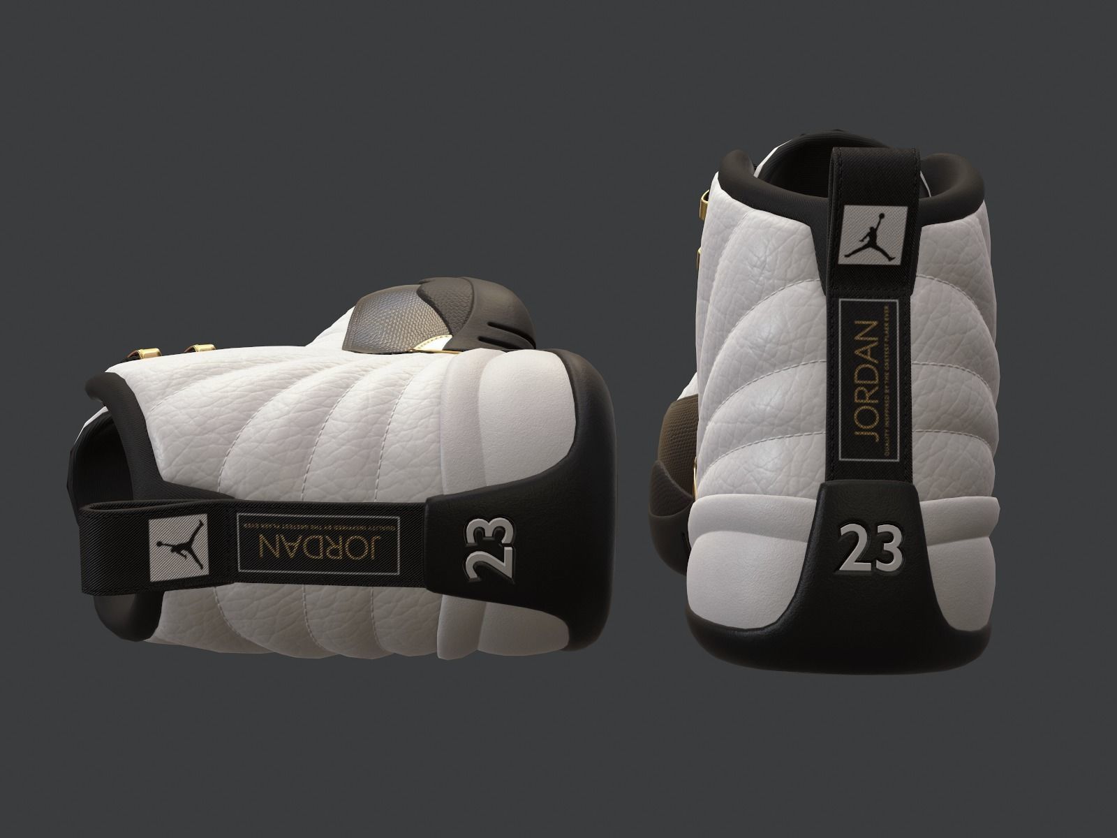 PBR Air Jordan 12-retro sneakers Royalty colorway Low-poly 3D model_6
