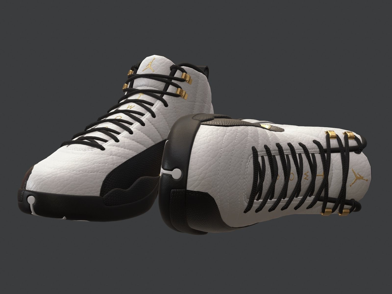 PBR Air Jordan 12-retro sneakers Royalty colorway Low-poly 3D model_2