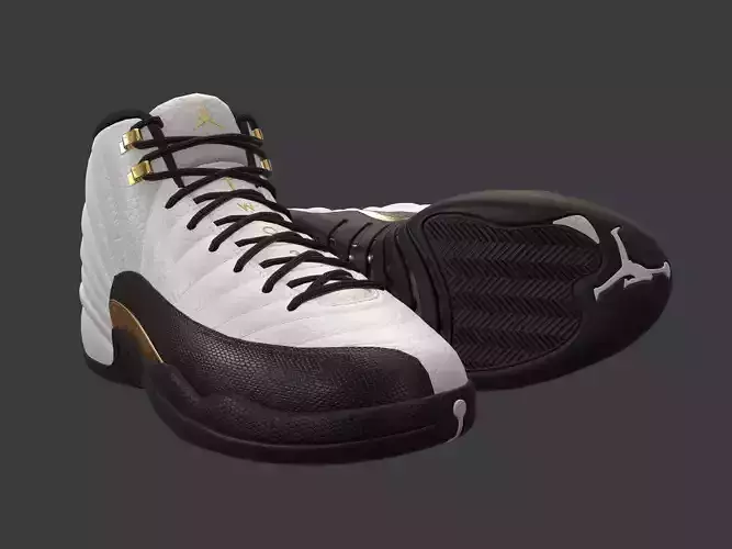 PBR Air Jordan 12-retro sneakers Royalty colorway Low-poly 3D model