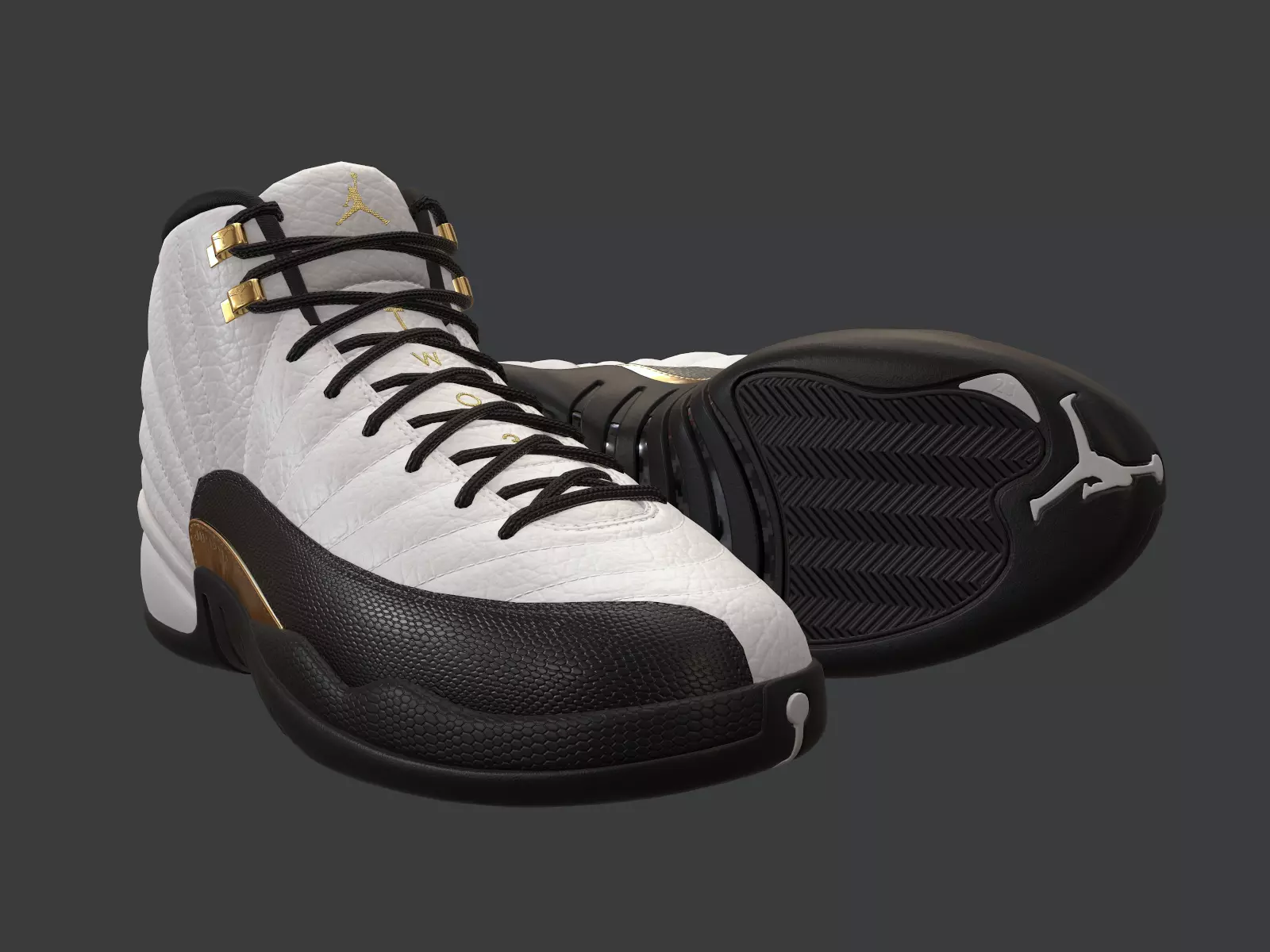 PBR Air Jordan 12-retro sneakers Royalty colorway Low-poly 3D model_0