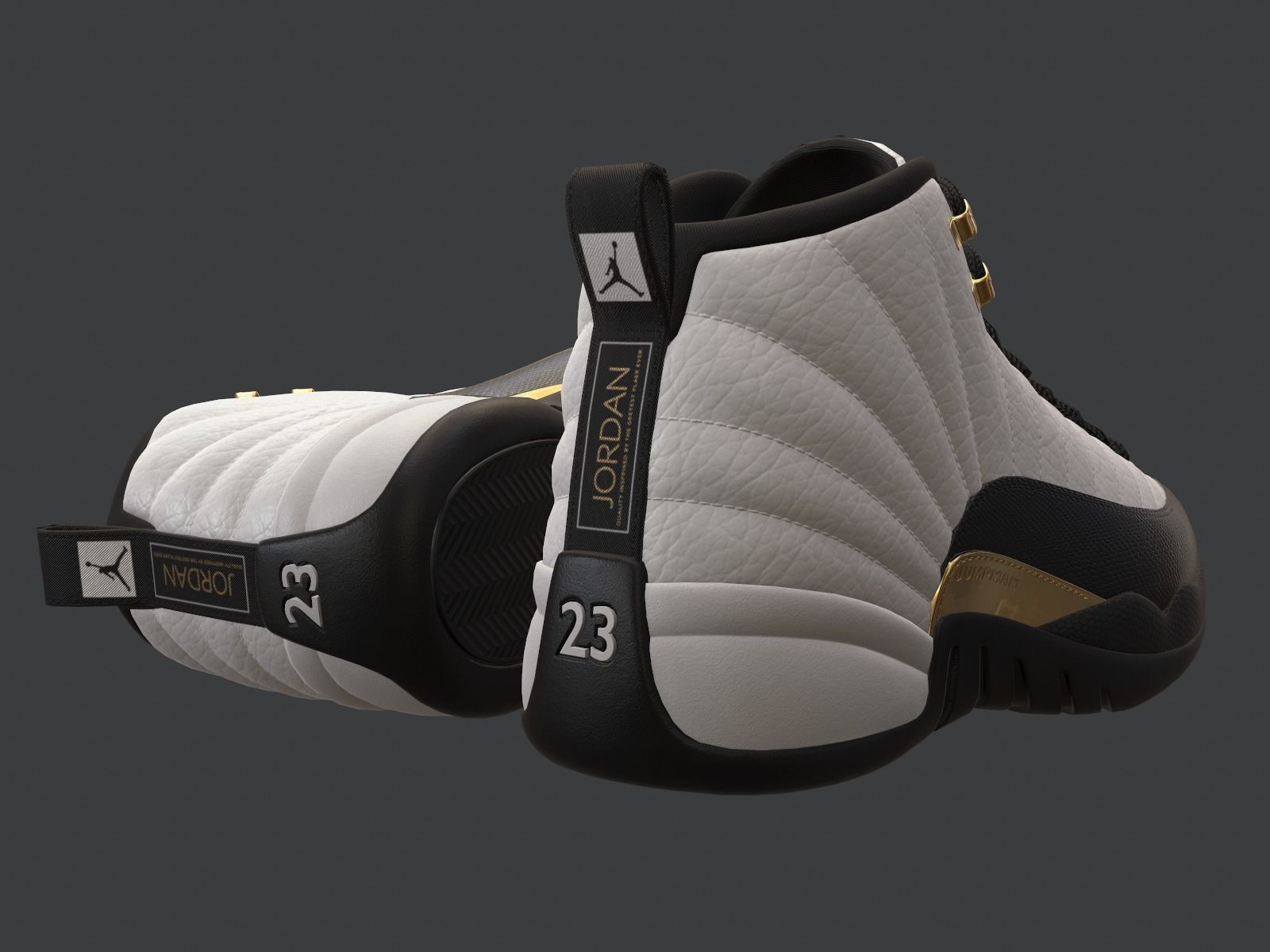 PBR Air Jordan 12-retro sneakers Royalty colorway Low-poly 3D model_7