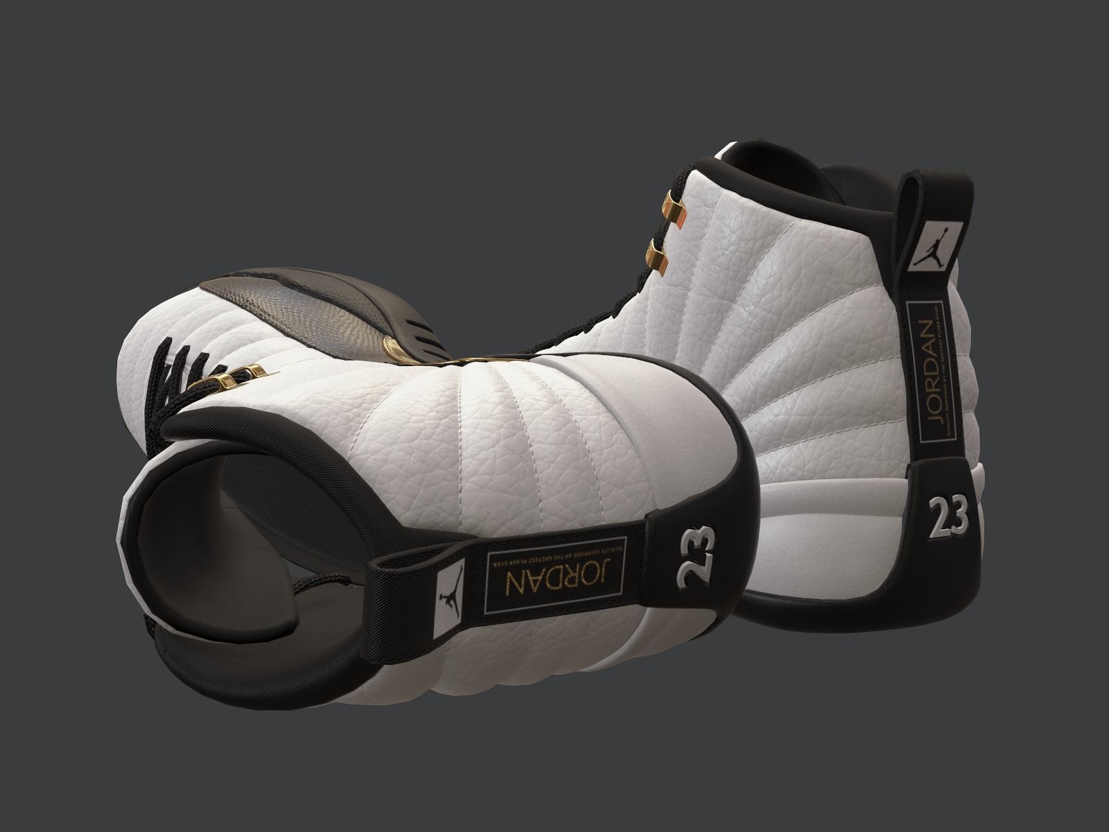 PBR Air Jordan 12-retro sneakers Royalty colorway Low-poly 3D model_5