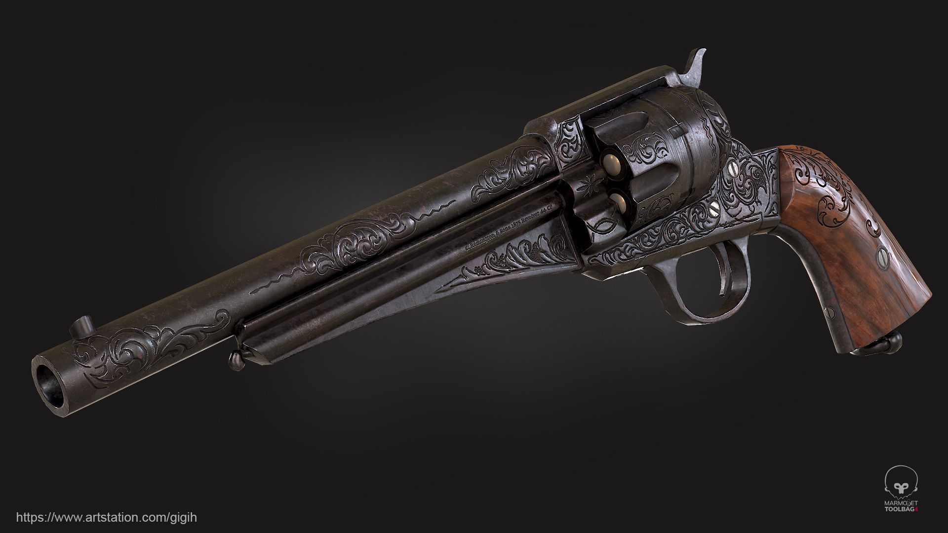 E Remington n Sons 1875 Revolver 44 cf Guns Low-poly 3D model_3