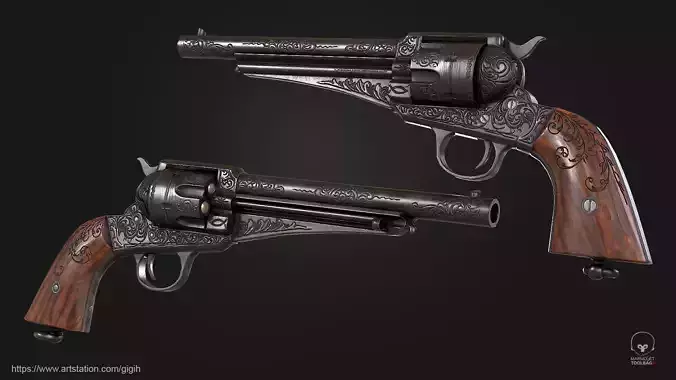 E Remington n Sons 1875 Revolver 44 cf Guns Low-poly 3D model
