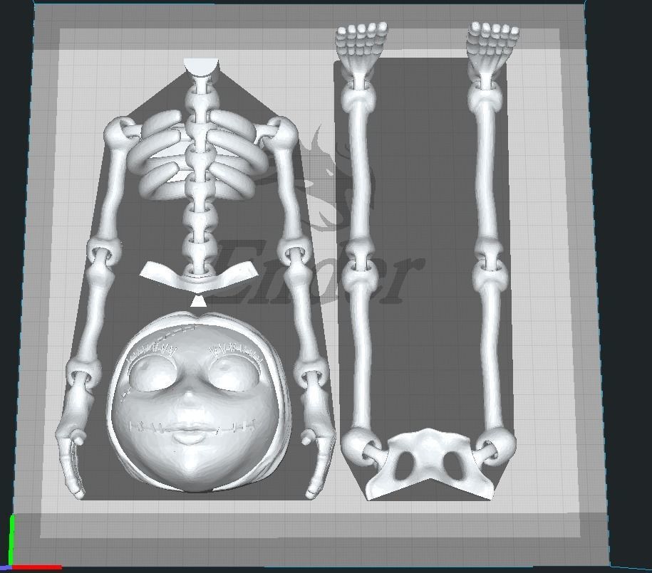 Sally Skellington articulating skeleton 3D print model_5
