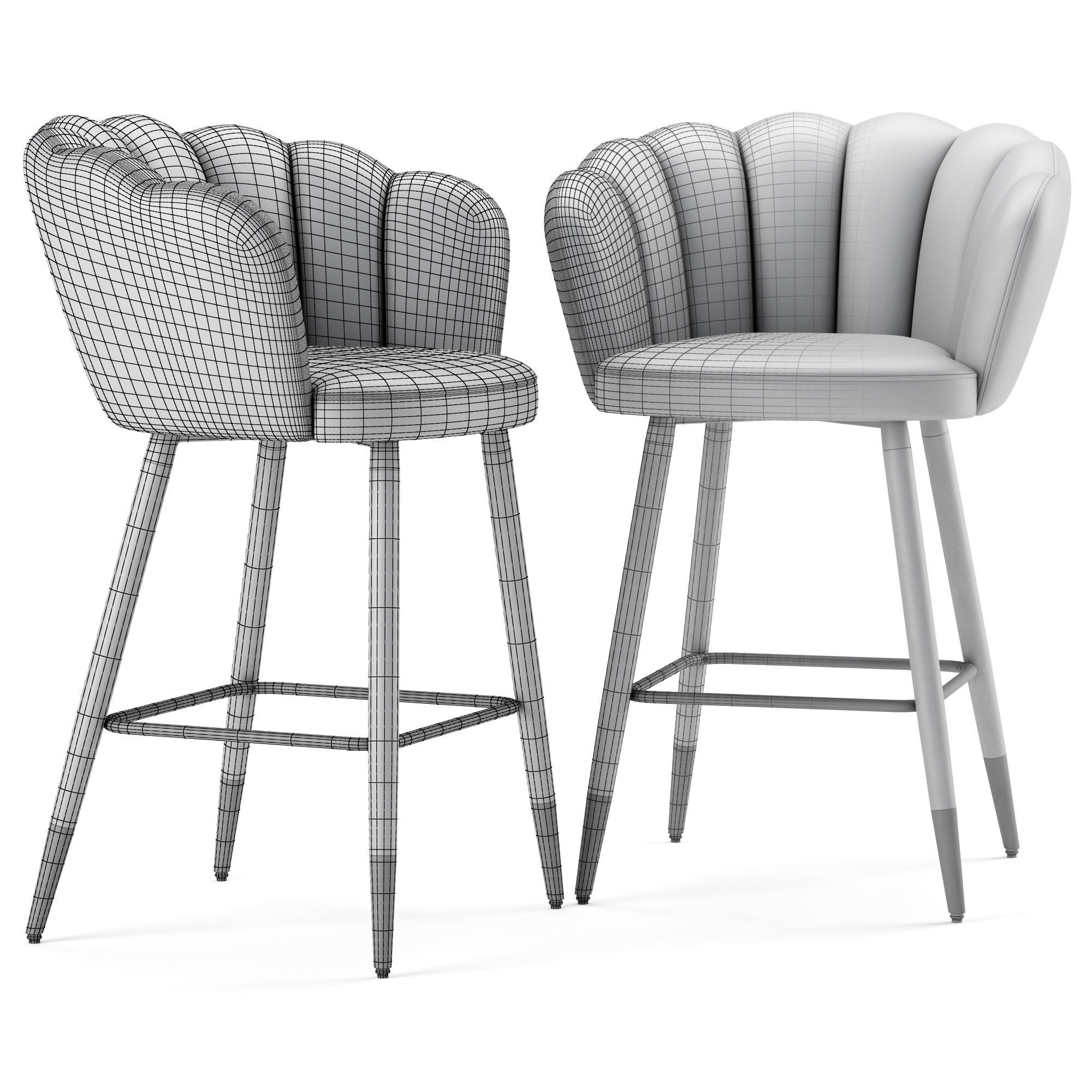 Vivian Velvet Bar Stool 3D model_8