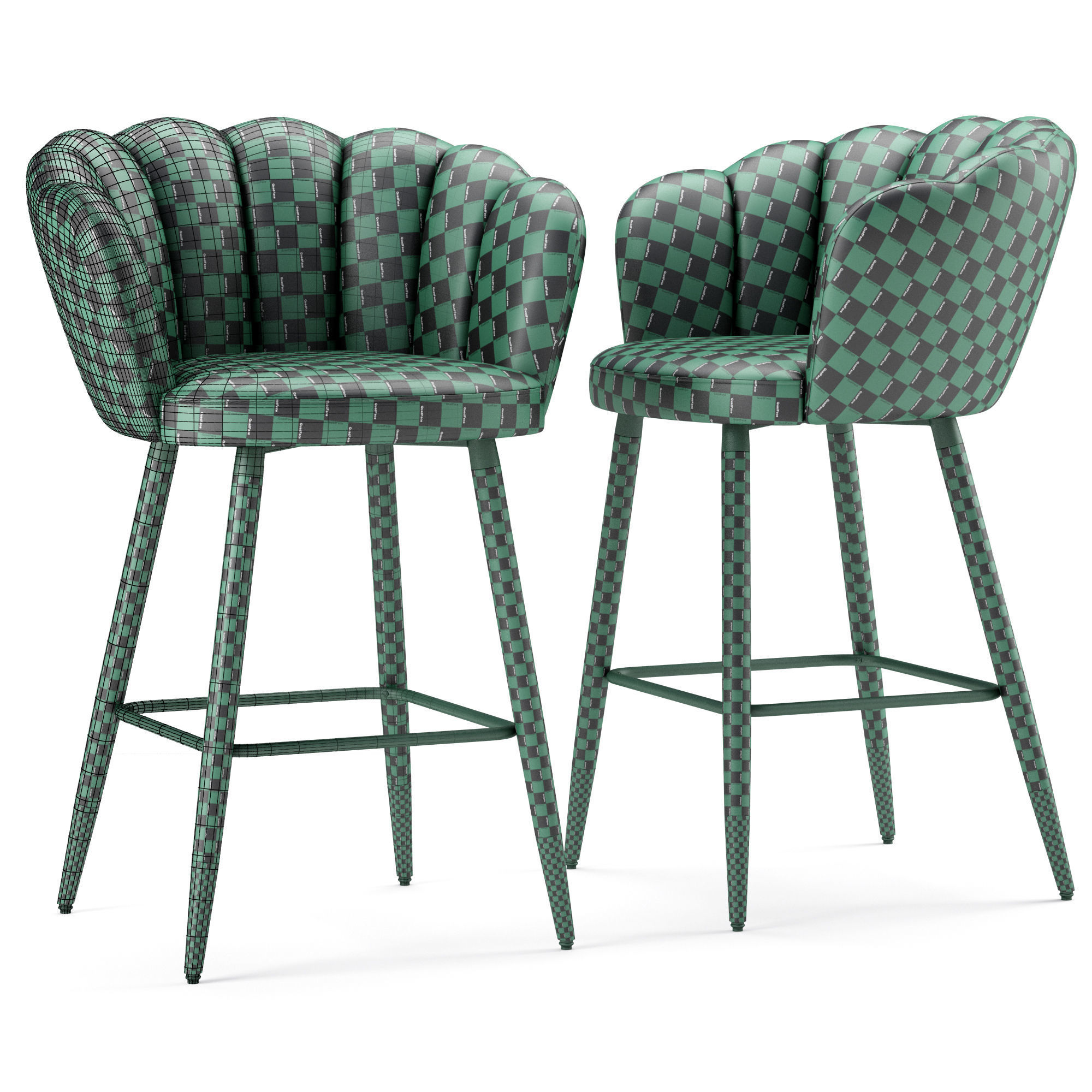 Vivian Velvet Bar Stool 3D model_6