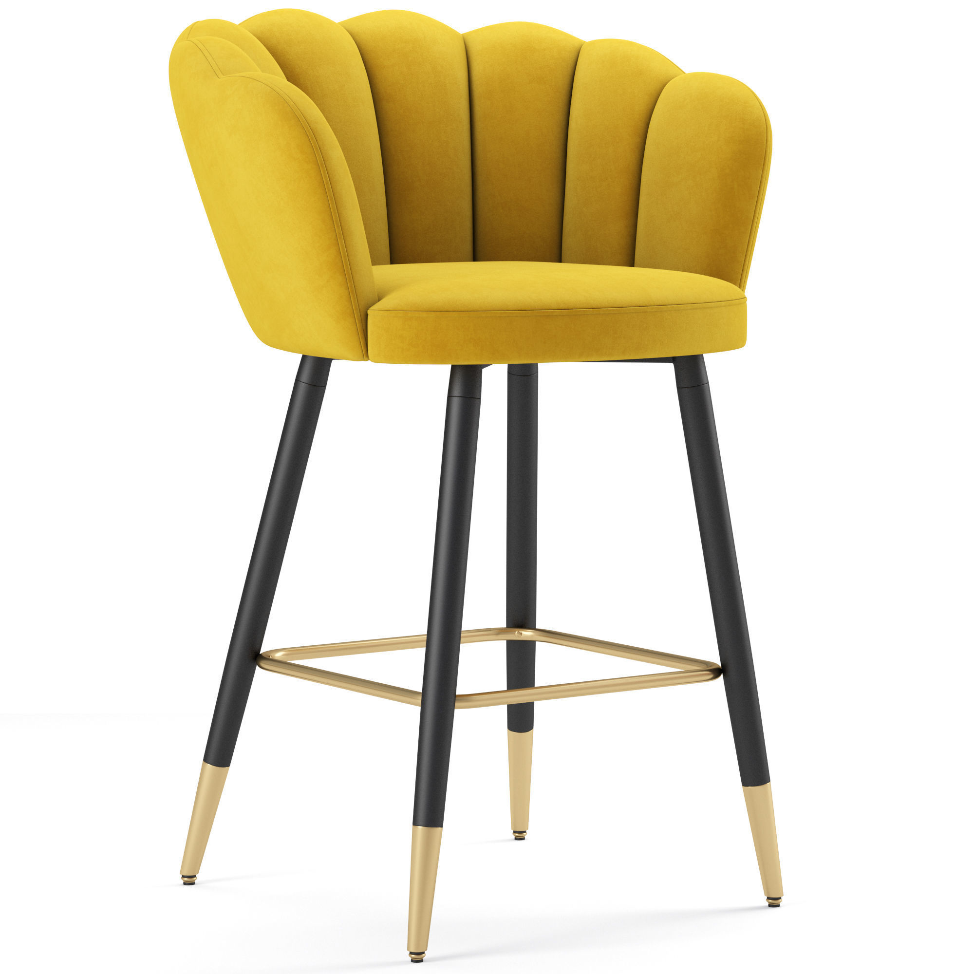 Vivian Velvet Bar Stool 3D model_1