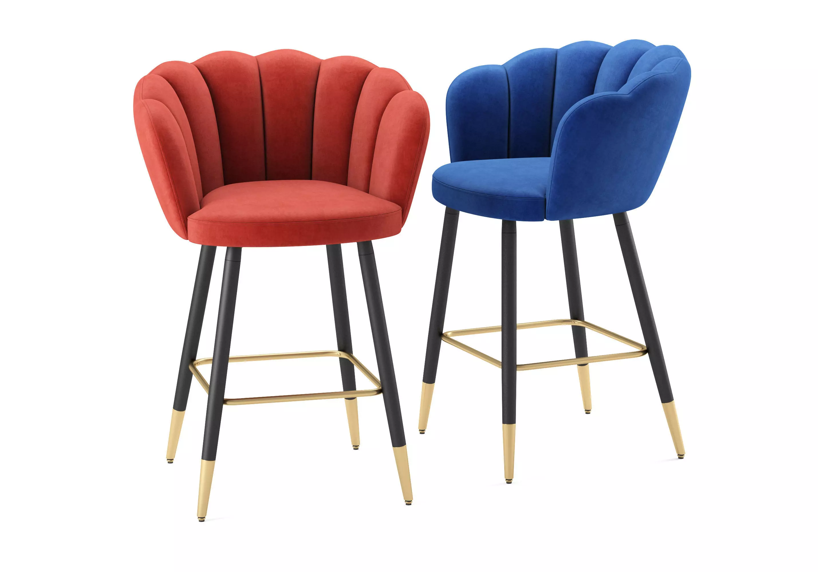 Vivian Velvet Bar Stool 3D model_0