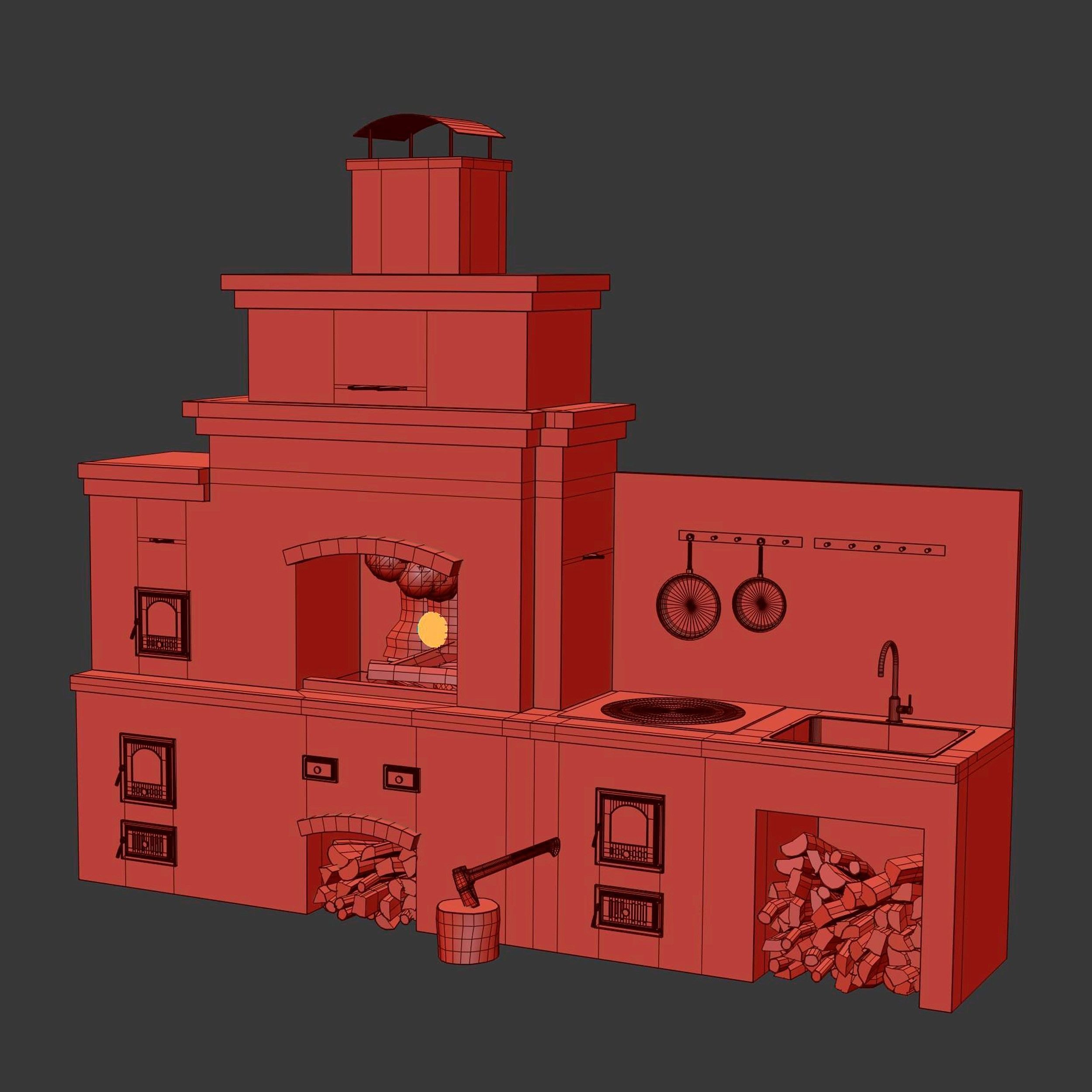 Brick BBQ  3D model_7