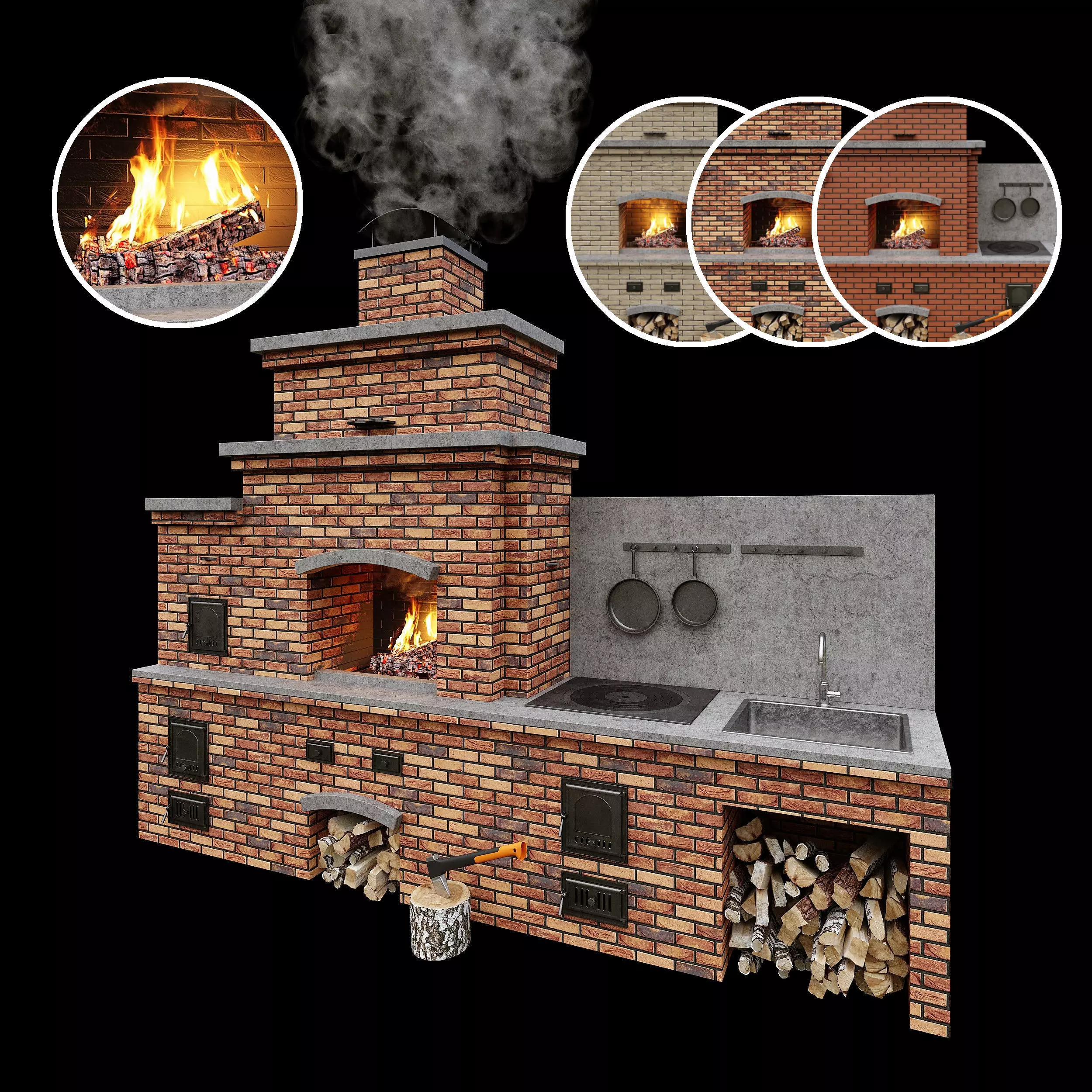 Brick BBQ  3D model_0