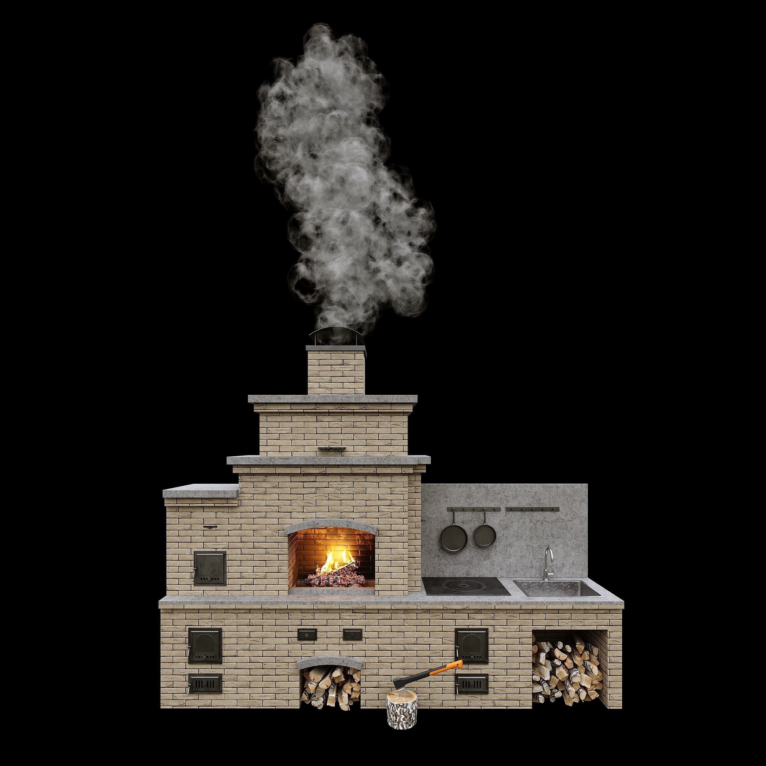 Brick BBQ  3D model_3