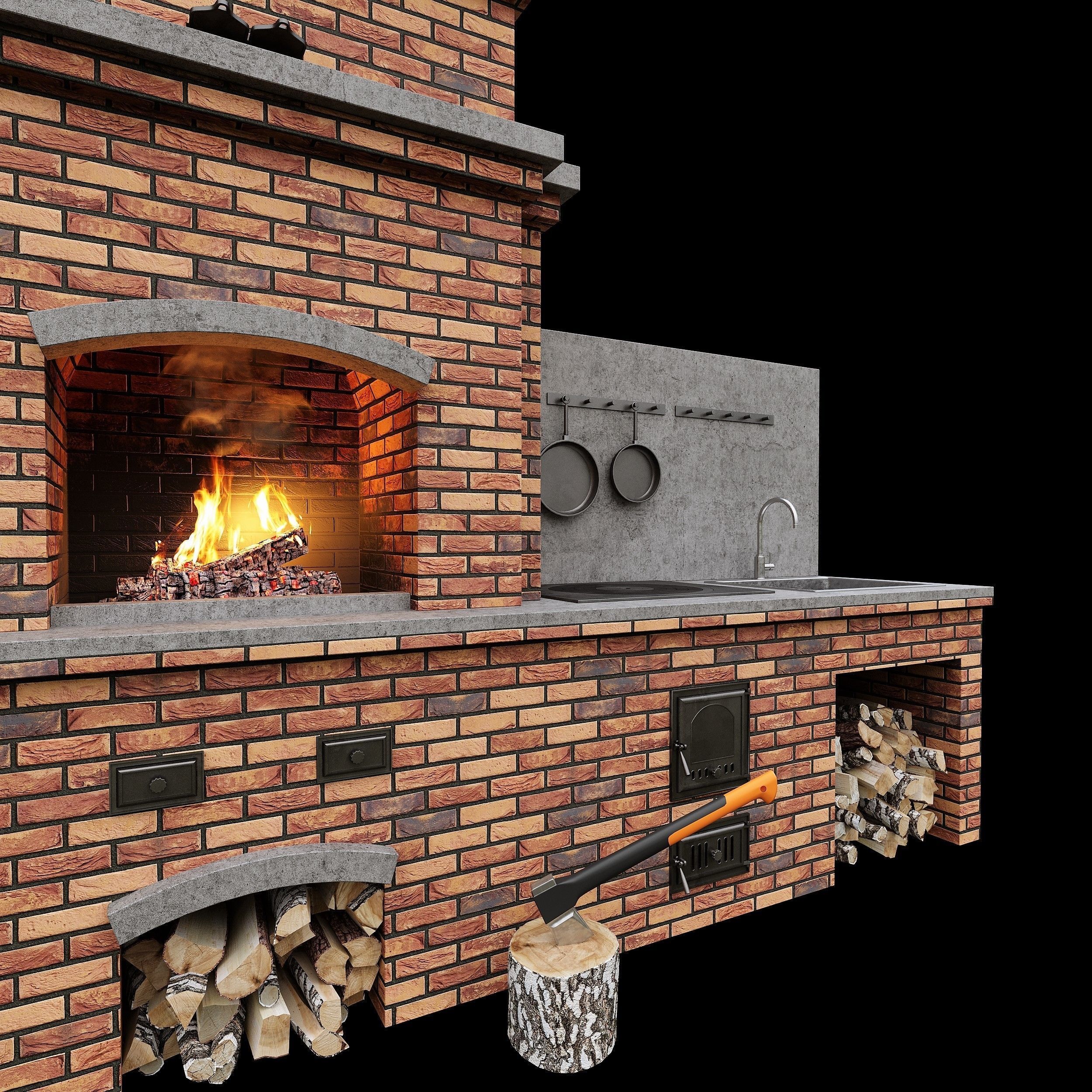 Brick BBQ  3D model_1