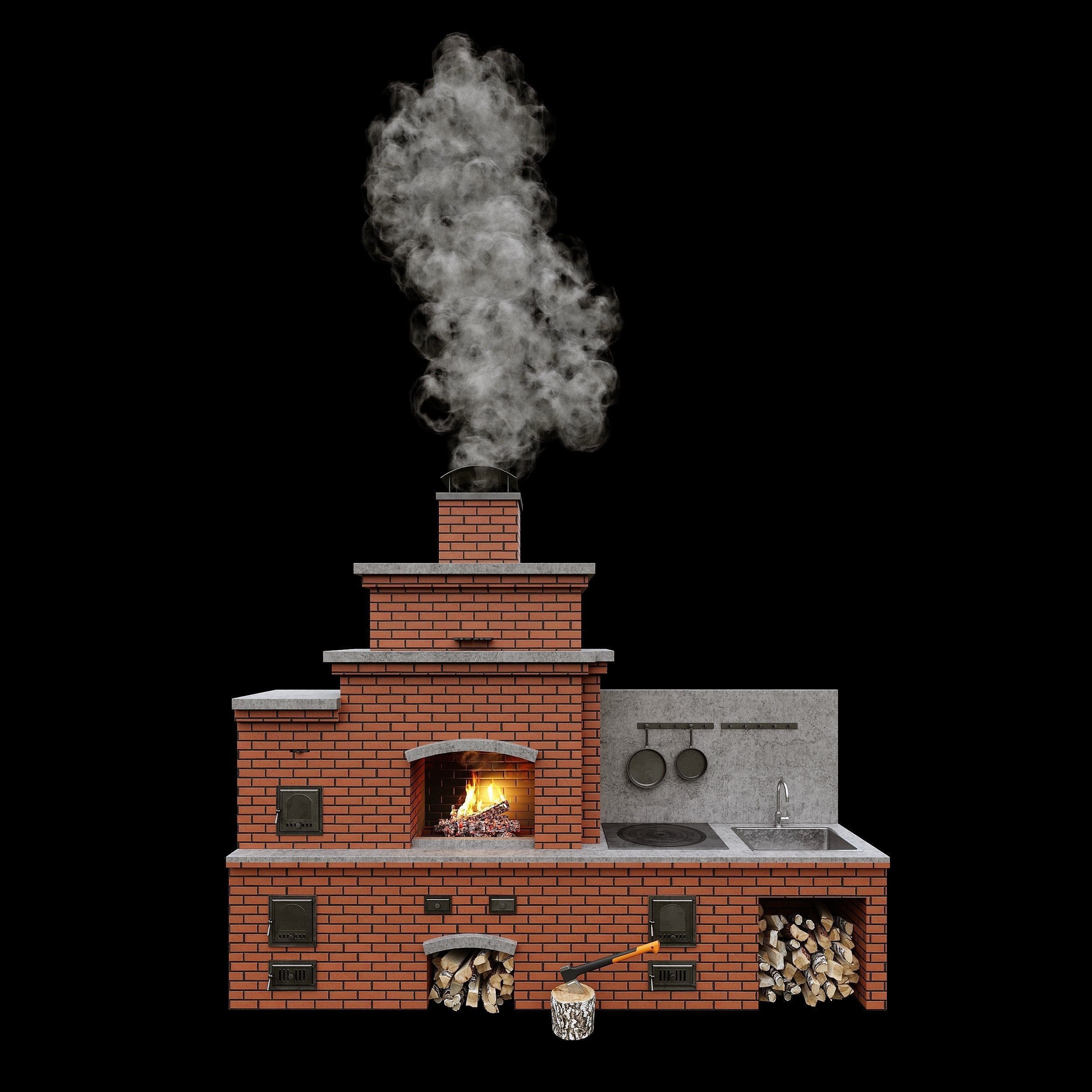 Brick BBQ  3D model_4