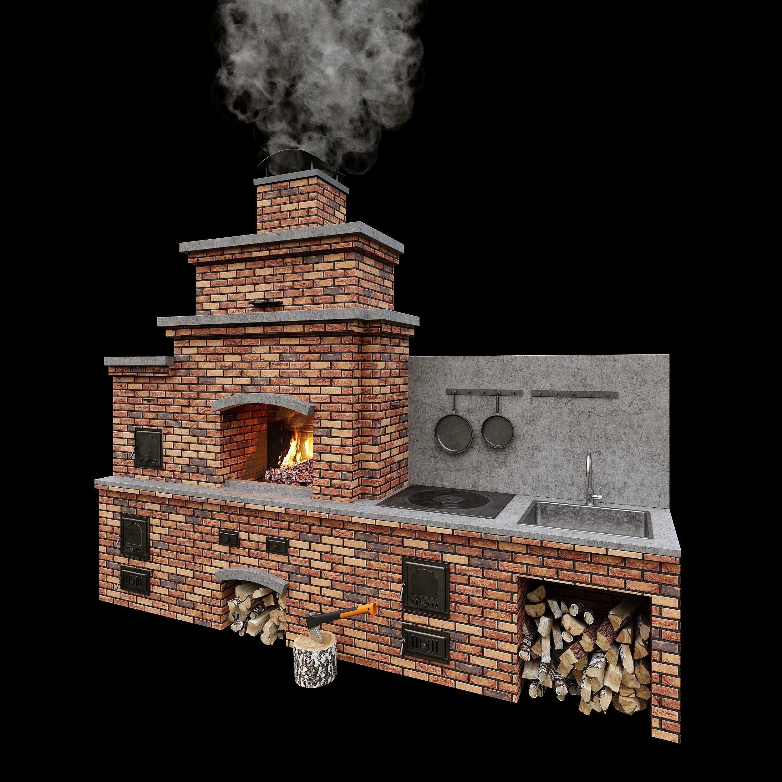 Brick BBQ  3D model_5