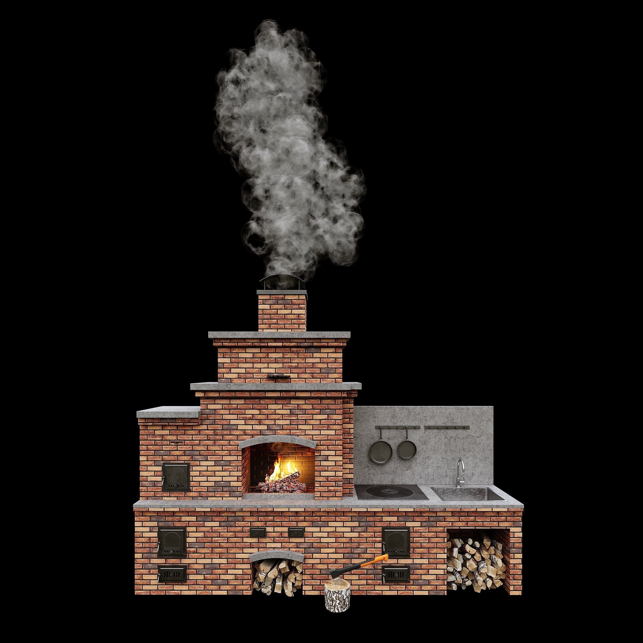 Brick BBQ  3D model_2