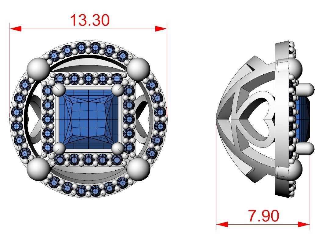 Pack Earrings with diamonds 3D Model Collection_19