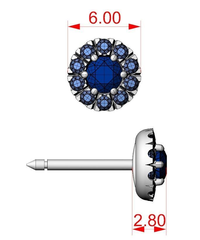 Pack Earrings with diamonds 3D Model Collection_23