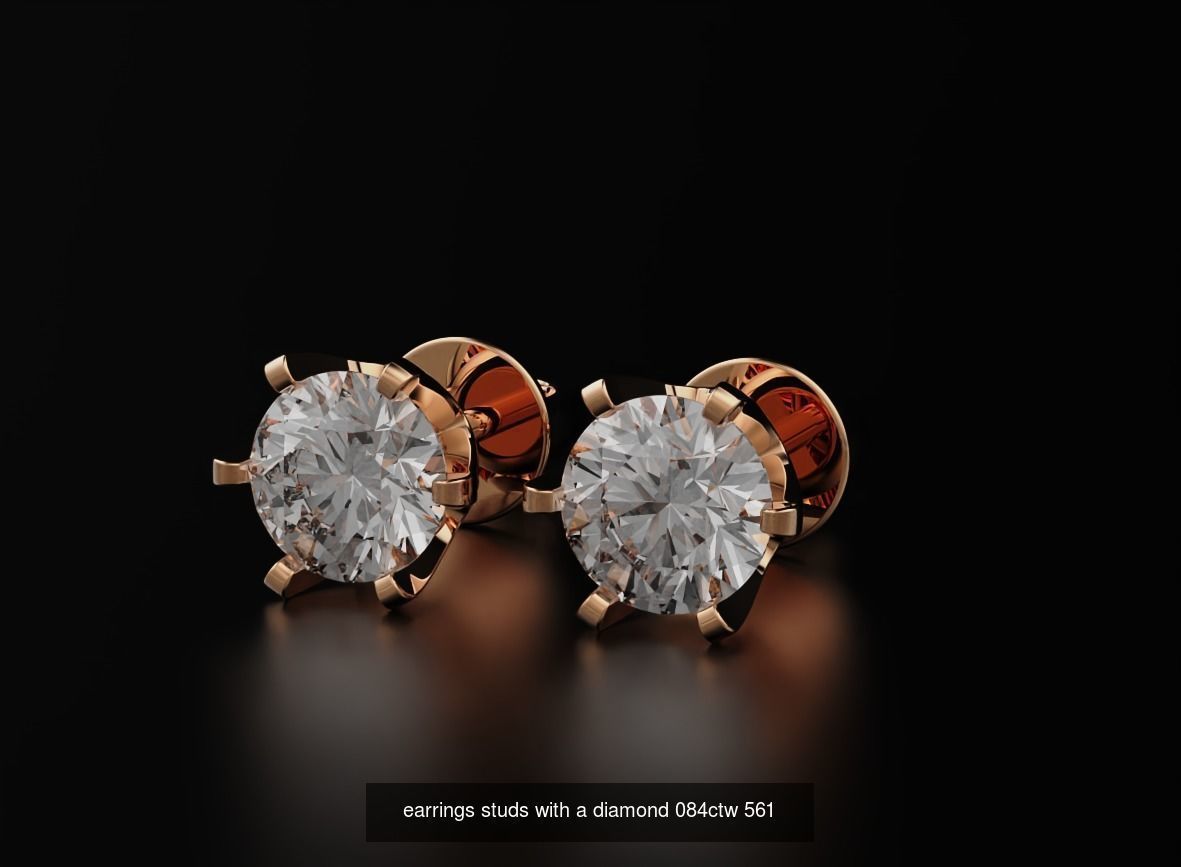 Pack Earrings with diamonds 3D Model Collection_10
